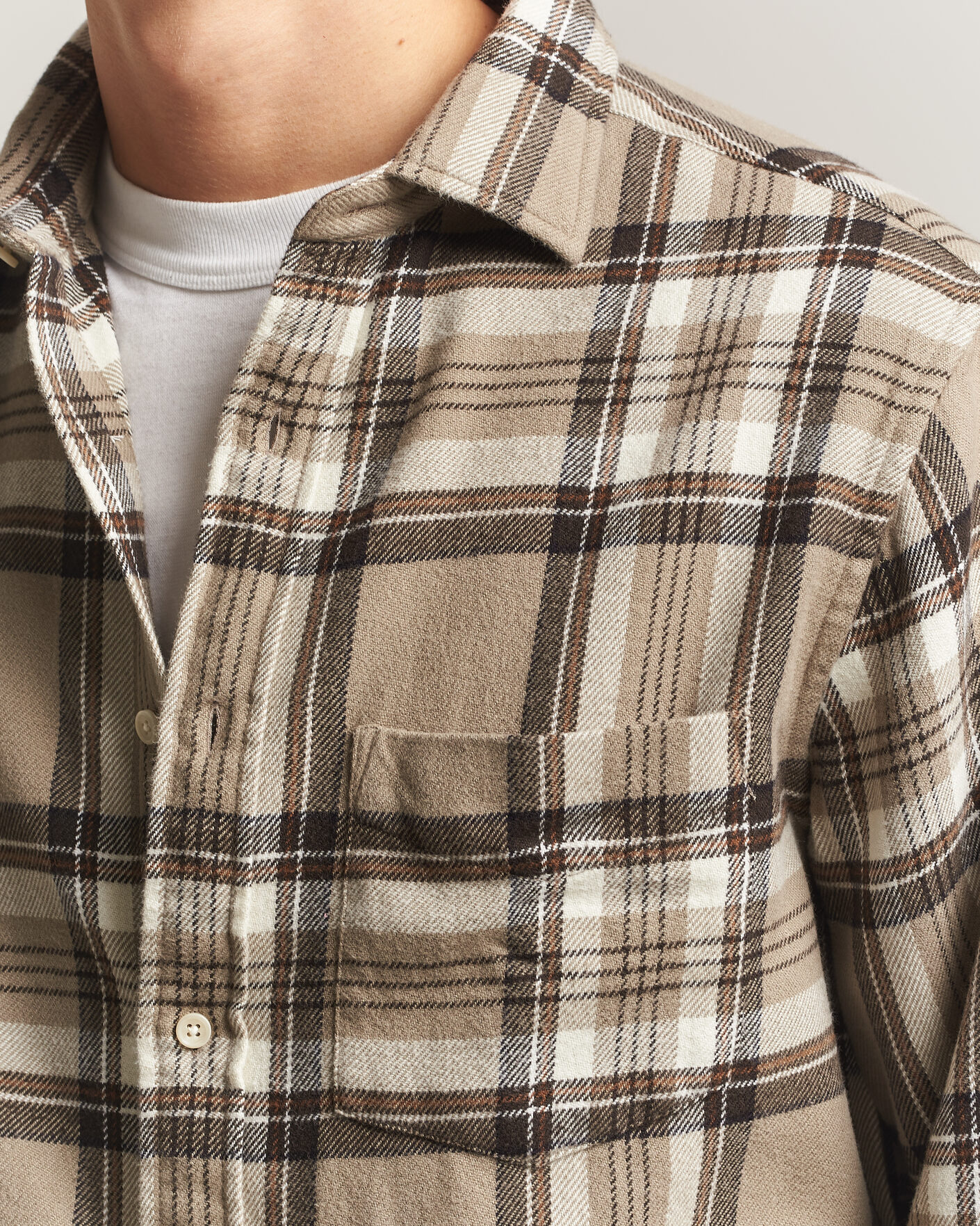 Homme | Chemises | Gant | Regular Fit Flannel Checked Overshirt Mist Taupe