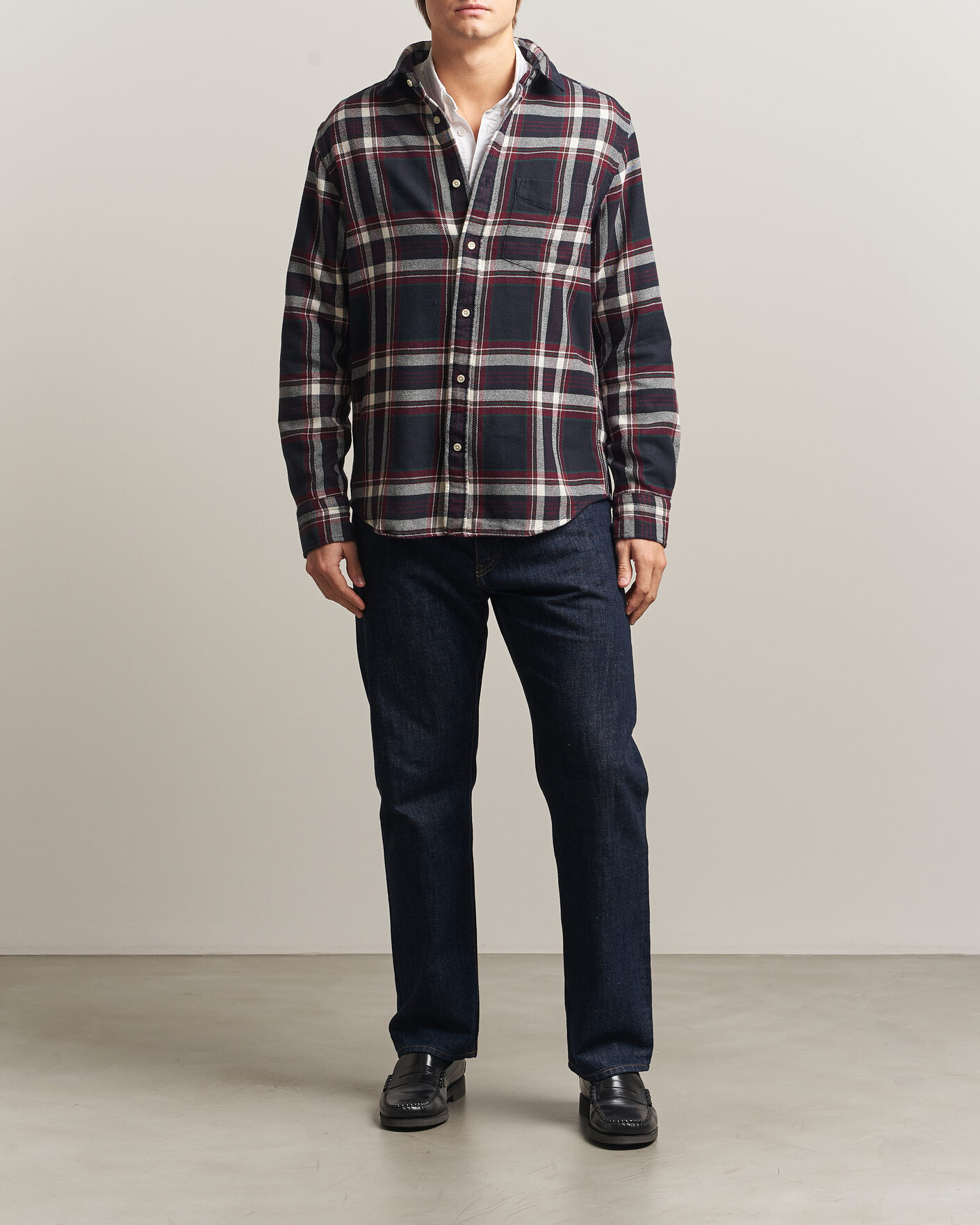 Homme | Chemises | Gant | Regular Fit Flannel Checked Overshirt Evening Blue