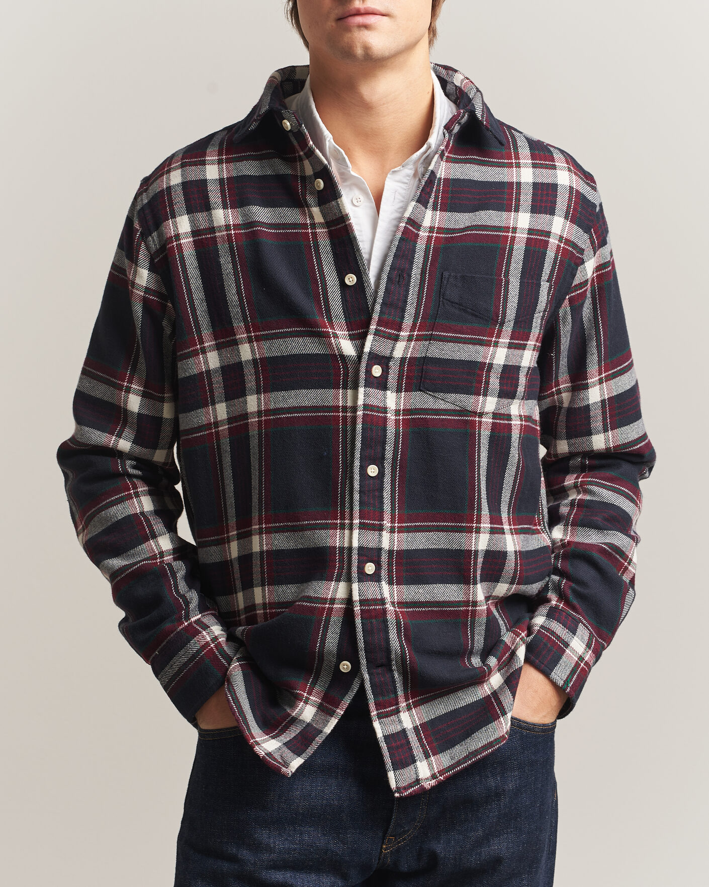 Homme | Chemises | Gant | Regular Fit Flannel Checked Overshirt Evening Blue