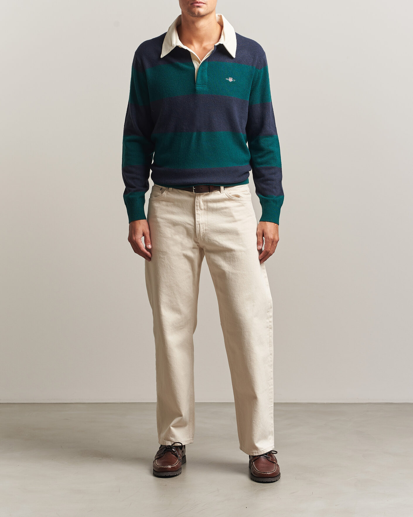 Homme | Pulls Et Tricots | Gant | Lambswool Barstriped Rugger Dark Emerald