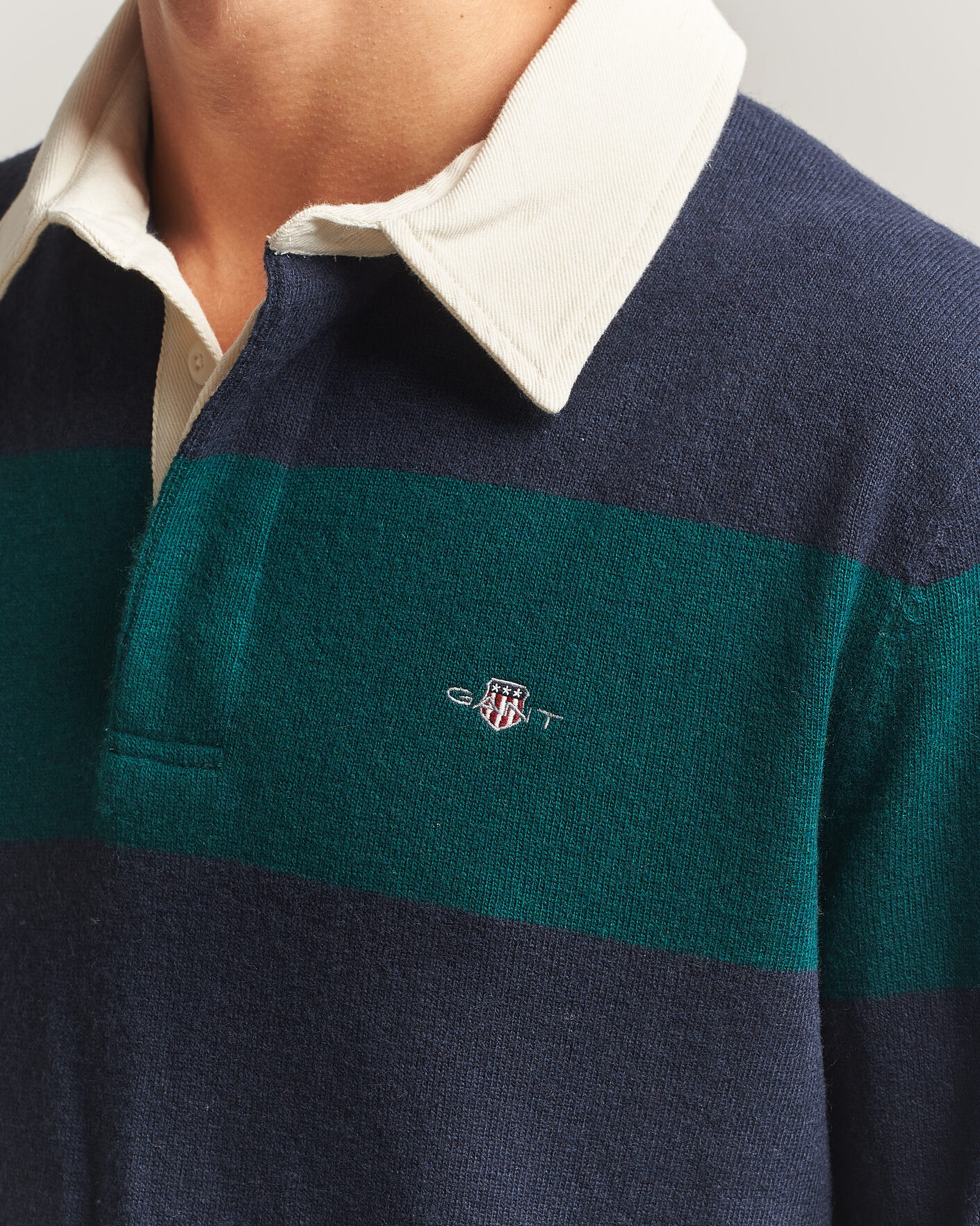 Homme | Pulls Et Tricots | Gant | Lambswool Barstriped Rugger Dark Emerald