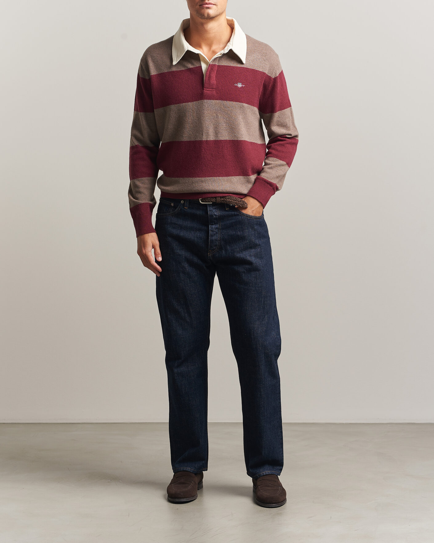 Homme | Pulls Et Tricots | Gant | Lambswool Barstriped Rugger Deep Grape Wine
