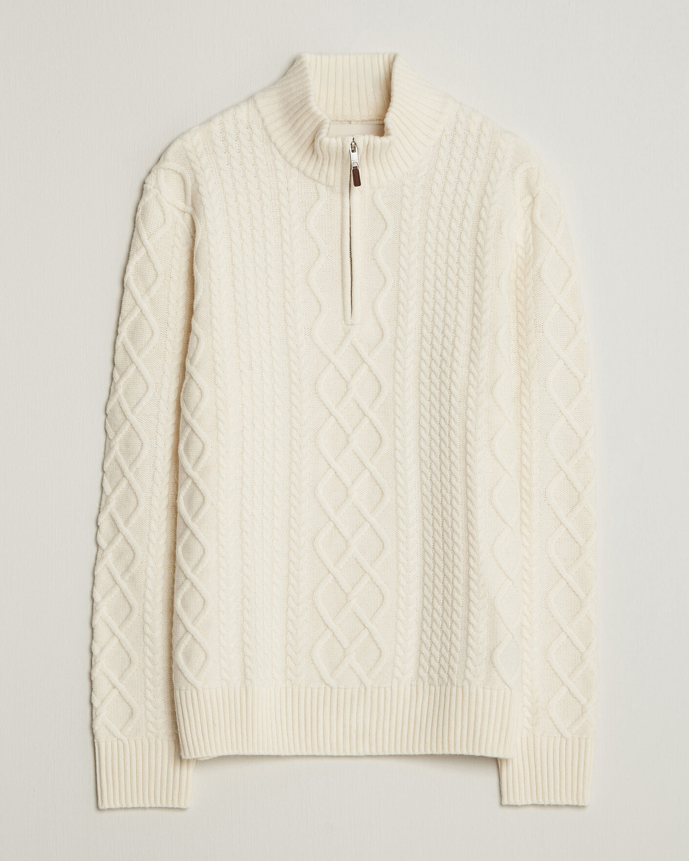 Homme | Pulls Et Tricots | Gant | Wool Cable Knitted Half Zip Cream