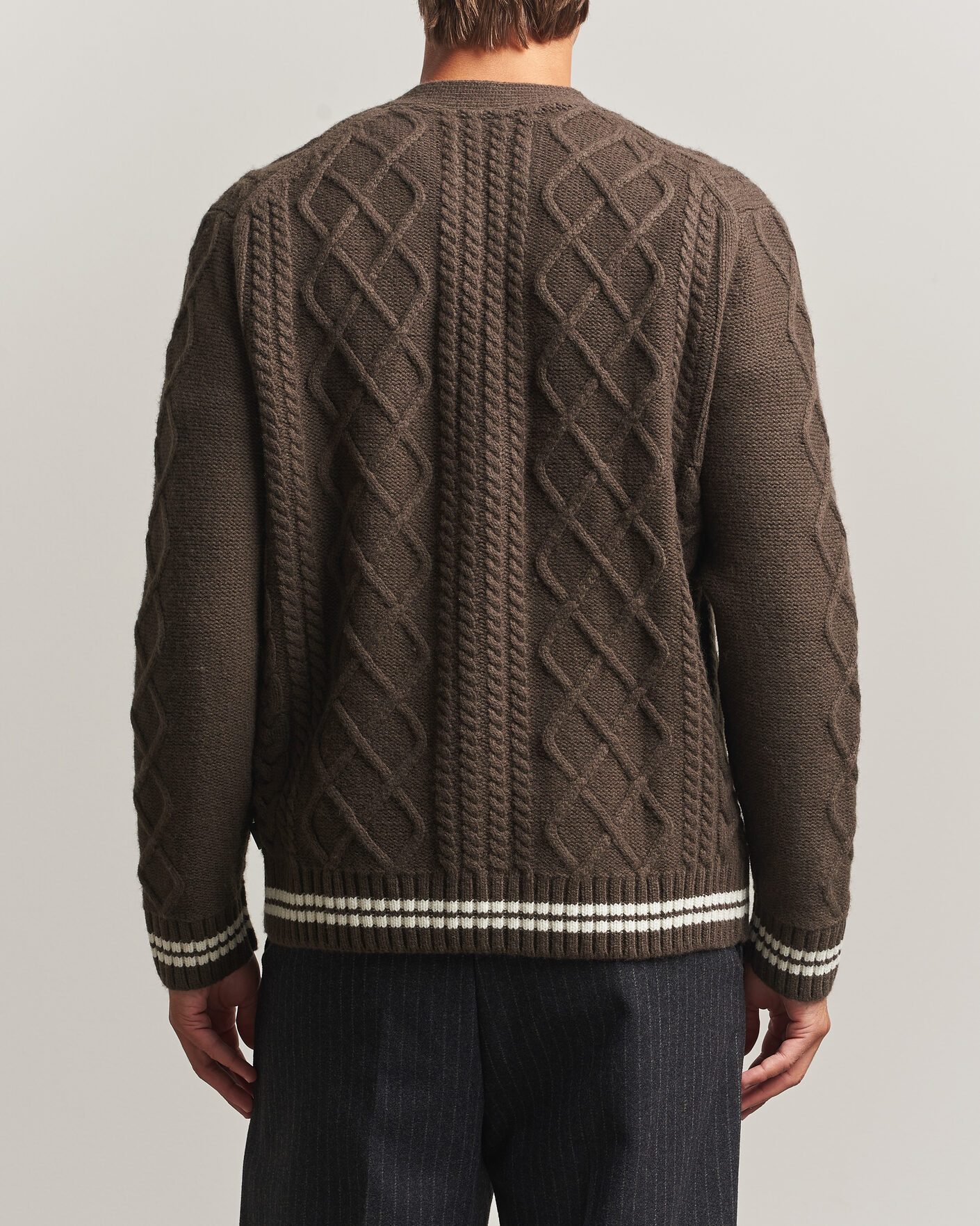 Homme | Pulls Et Tricots | Gant | Wool Cable Knitted Cardigan Shadow Brown
