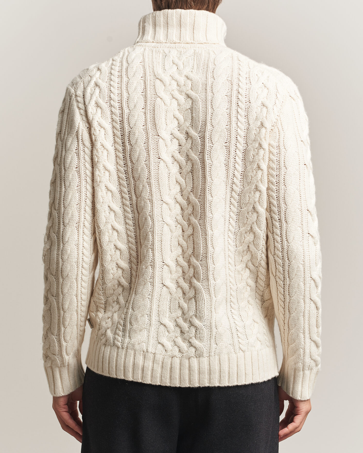 Homme | Pulls Et Tricots | Gant | Wool/Cotton Cable Knitted Turtleneck Cream