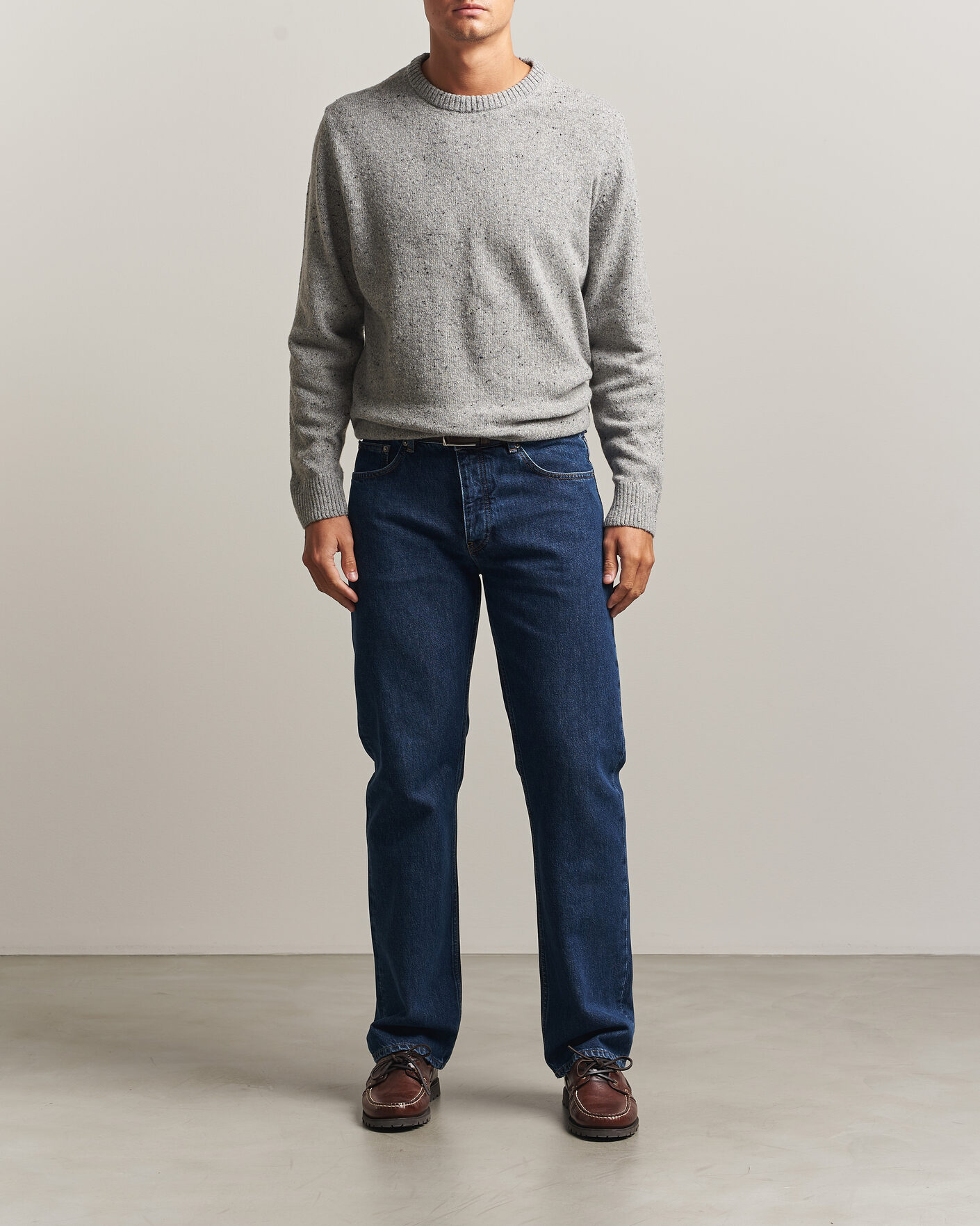 Homme | Pulls Et Tricots | Gant | Neps Wool Crew Neck Sweater Grey Melange
