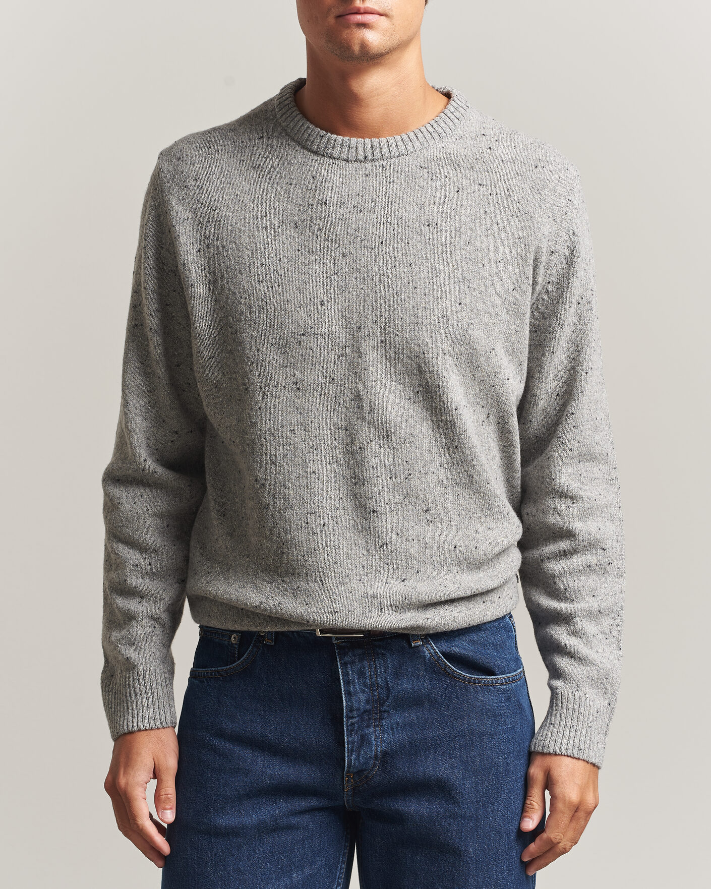 Homme | Pulls Et Tricots | Gant | Neps Wool Crew Neck Sweater Grey Melange