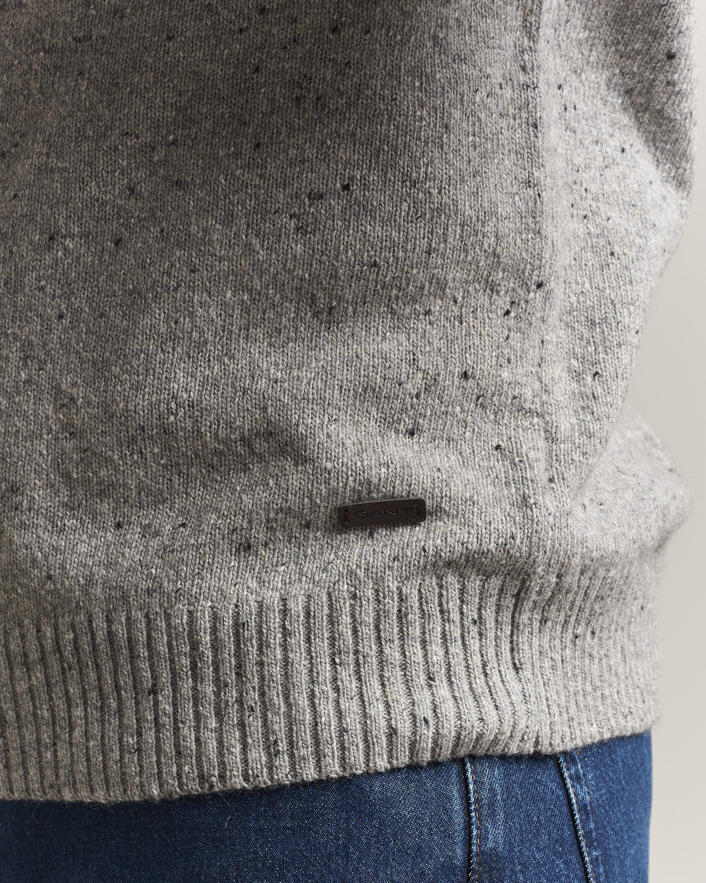 Homme | Pulls Et Tricots | Gant | Neps Wool Crew Neck Sweater Grey Melange