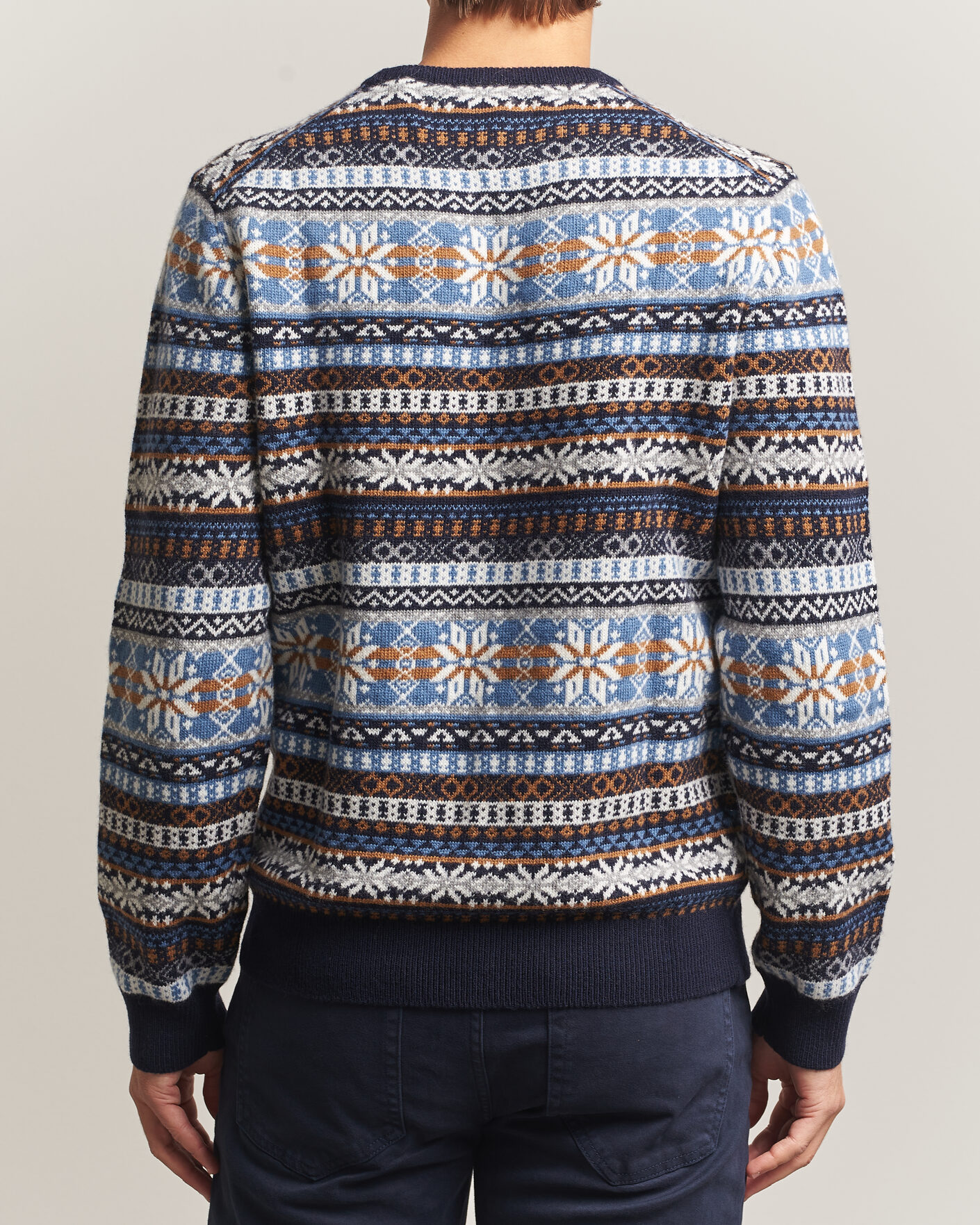 Homme | Pulls Et Tricots | Gant | Brushed Wool Fair Isle Sweater Evening Blue