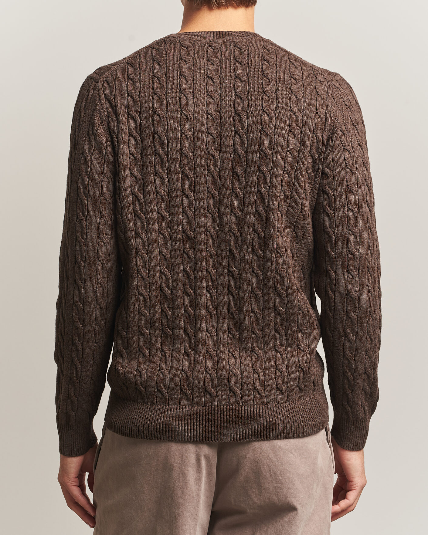 Homme | Pulls Et Tricots | Gant | Cotton Cable Crew Neck Black Brown Melange