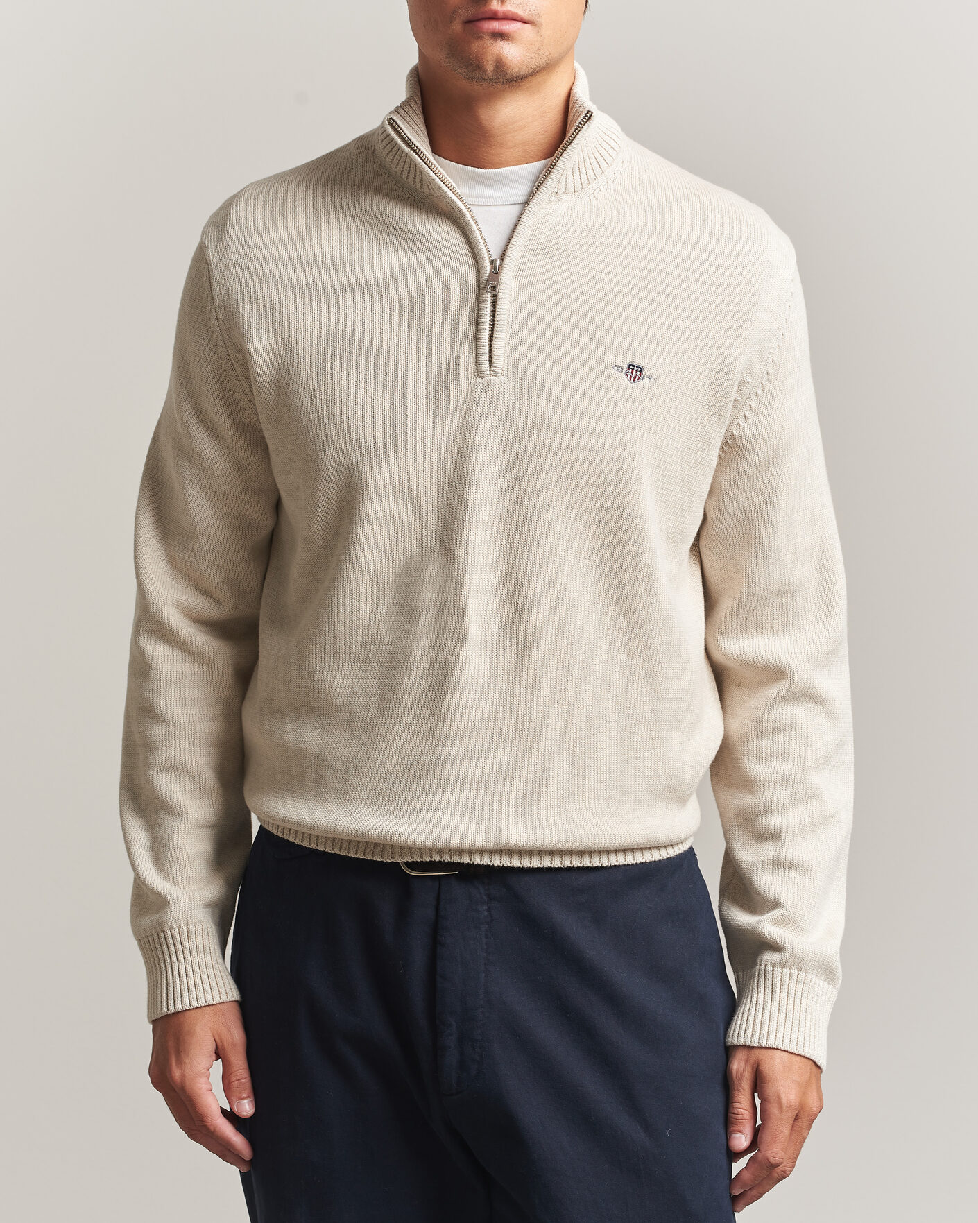 Homme | Pulls Et Tricots | Gant | Casual Cotton Half Zip Seed Melange