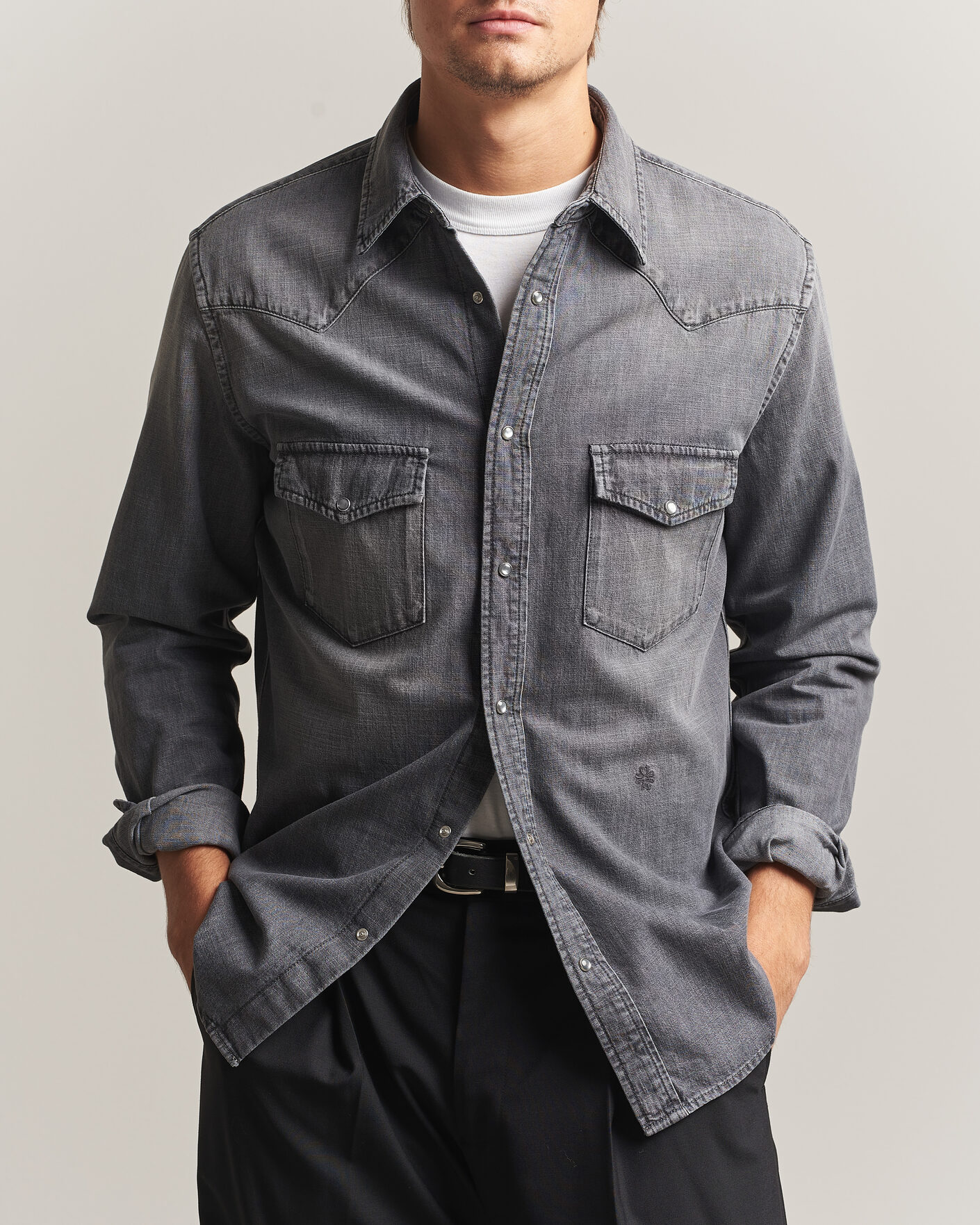 Homme | Chemises | Jacob Cohën | Denim Western Pocket Overshirt Grey