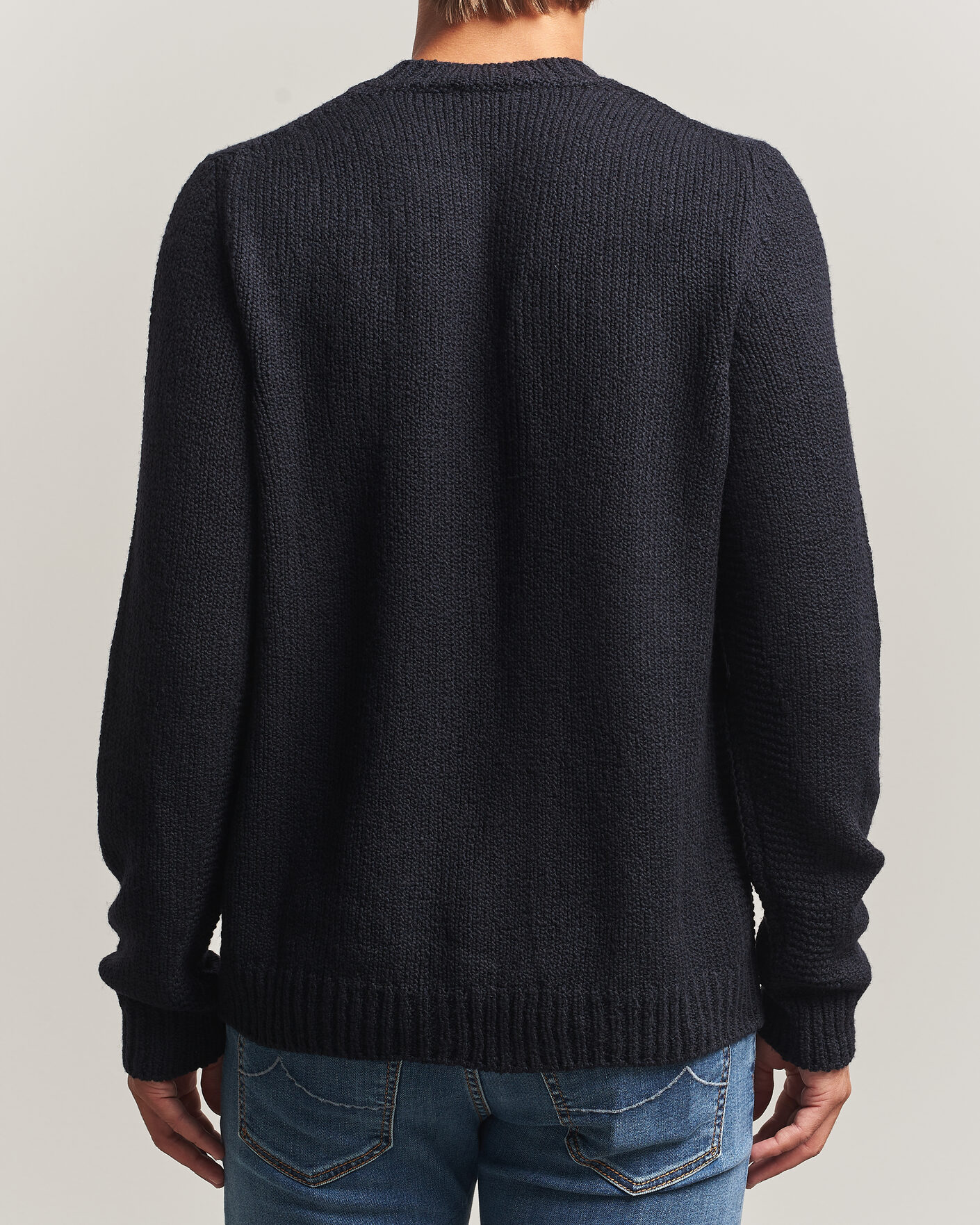Homme | Pulls Et Tricots | Jacob Cohën | Muffled Virgin Wool Link Stitch Sweater Navy