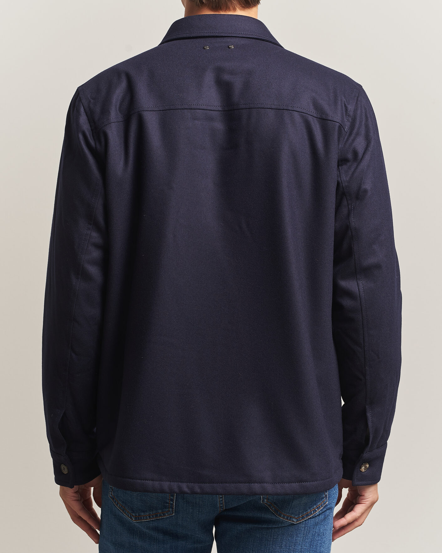 Homme | Manteaux Et Vestes | Jacob Cohën | Wool Flannel Eco Fur Lined Shirt Jacket Navy