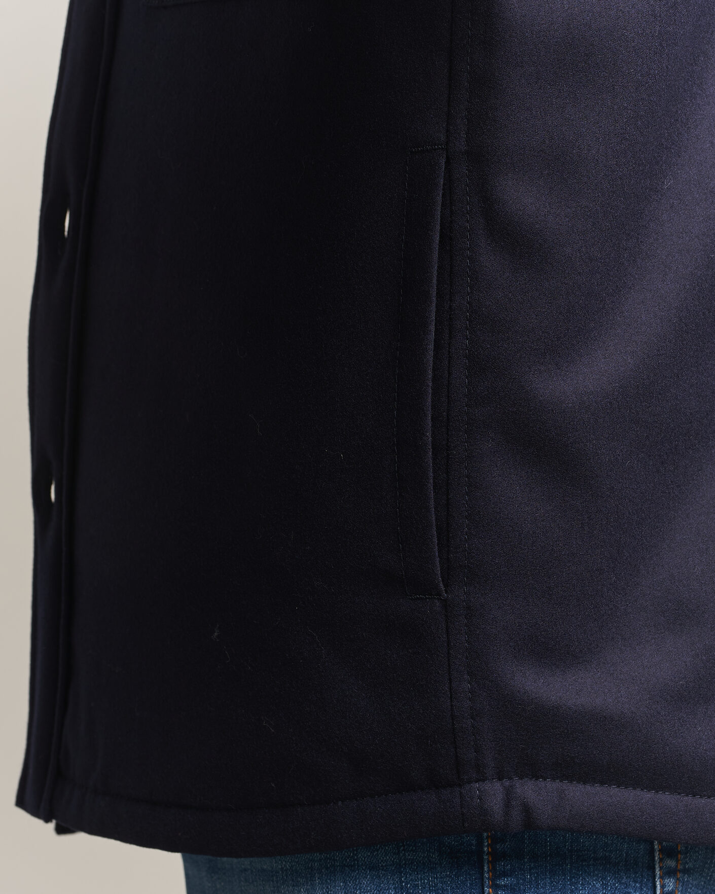 Homme | Manteaux Et Vestes | Jacob Cohën | Wool Flannel Eco Fur Lined Shirt Jacket Navy