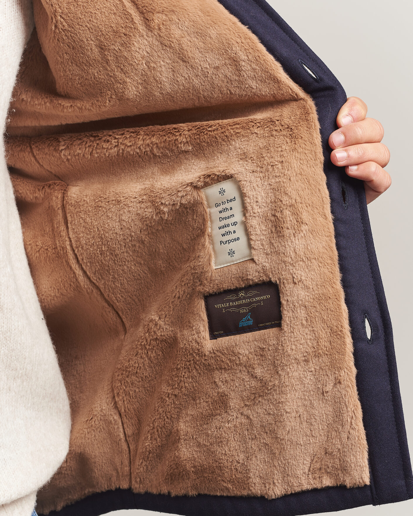 Homme | Manteaux Et Vestes | Jacob Cohën | Wool Flannel Eco Fur Lined Shirt Jacket Navy