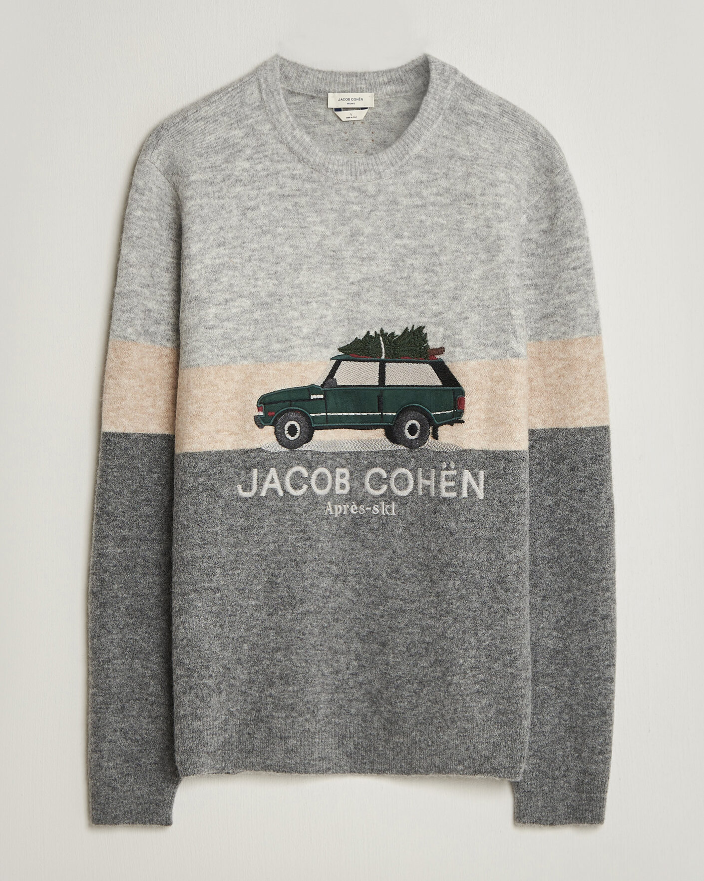 Homme | Pulls Et Tricots | Jacob Cohën | Embroidery Knitted Apres-Ski Crew Neck Grey