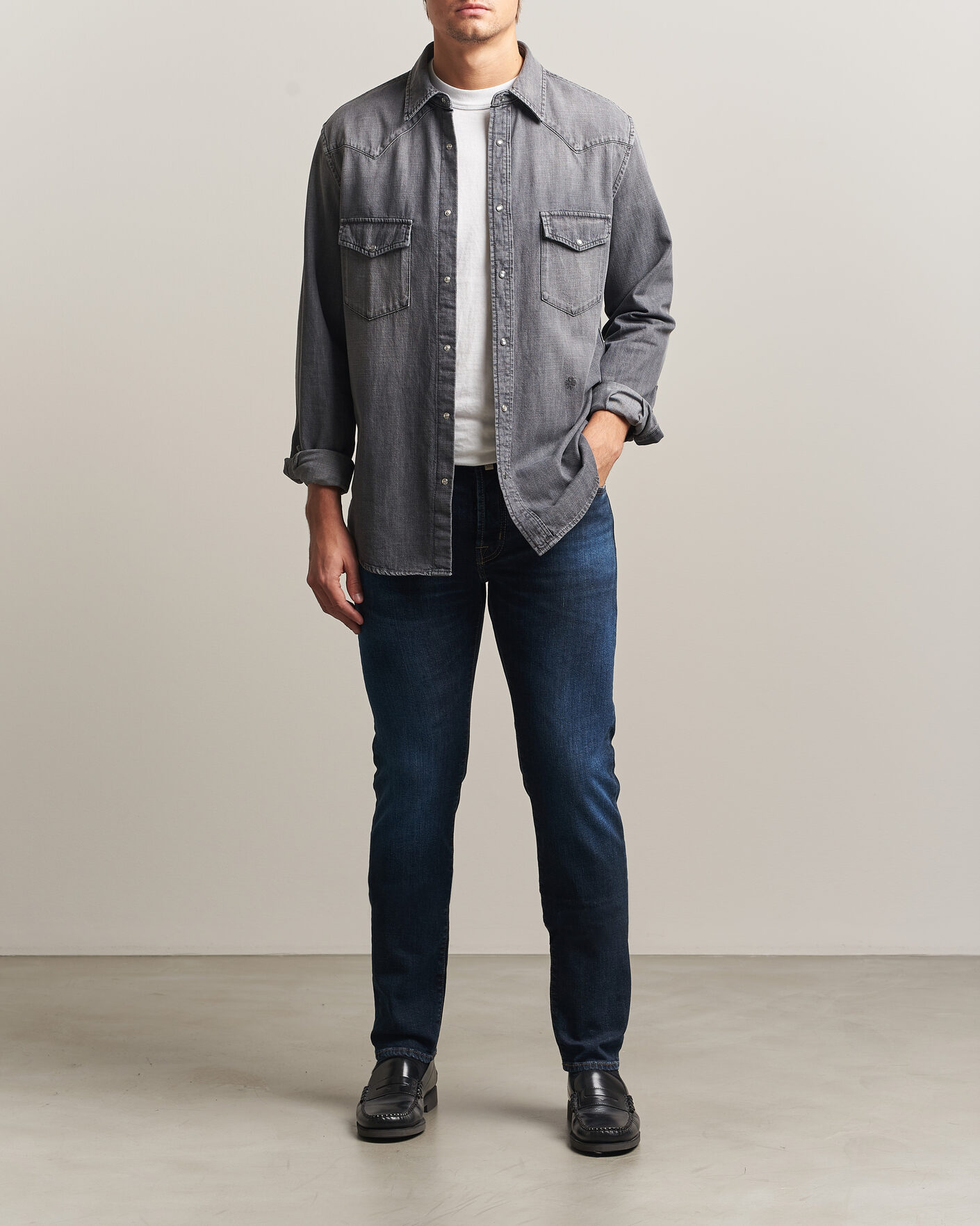 Homme | Jeans | Jacob Cohën | Bard Slim Fit Apres Ski Patch Stretch Jeans Blue