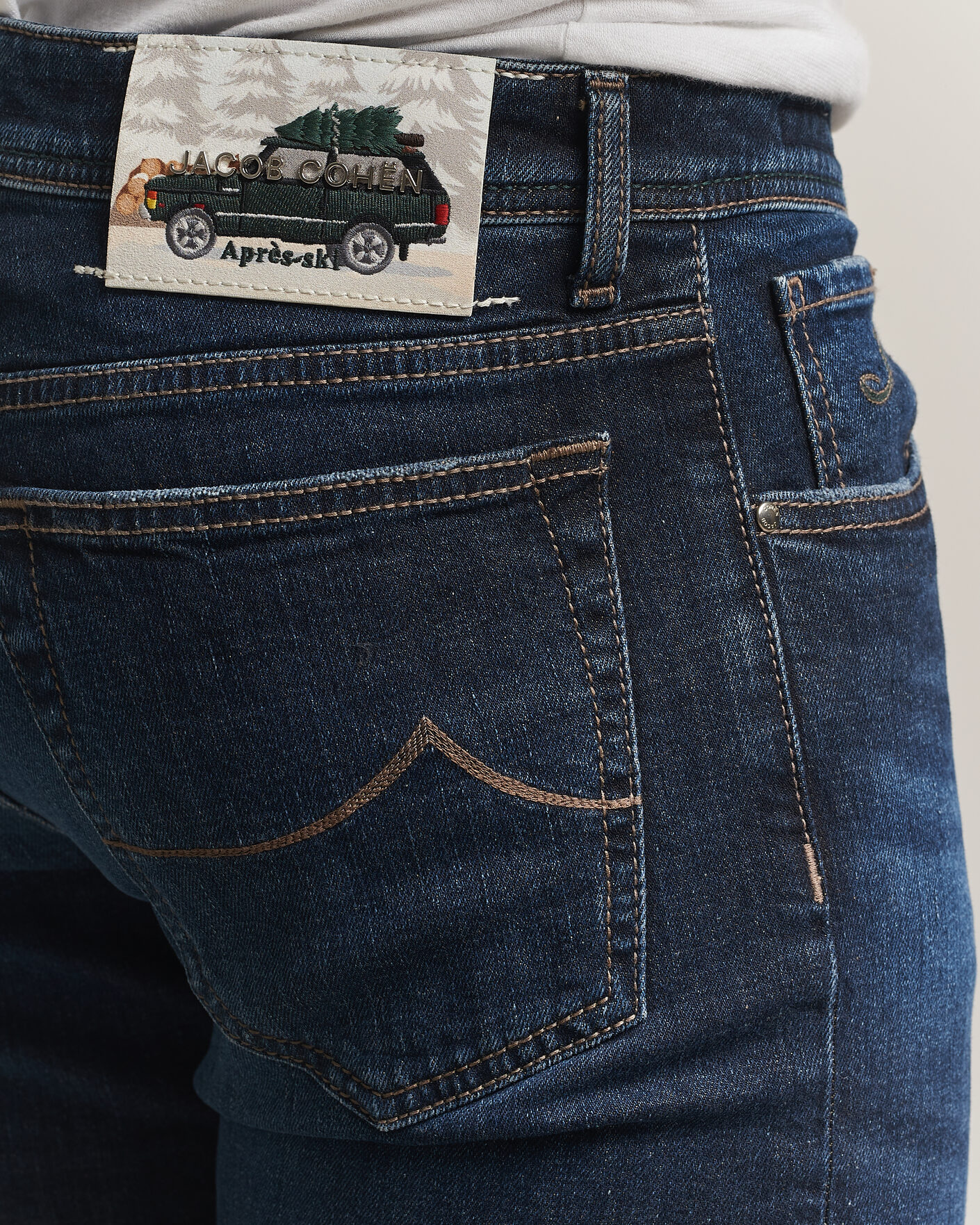 Homme | Jeans | Jacob Cohën | Bard Slim Fit Apres Ski Patch Stretch Jeans Blue