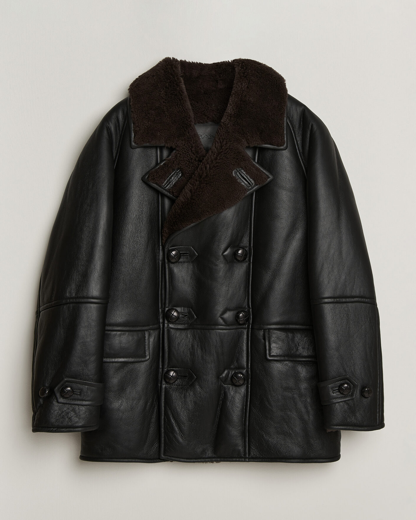 Homme | Manteaux Et Vestes | Gant | Shearling Leather Peacoat Black