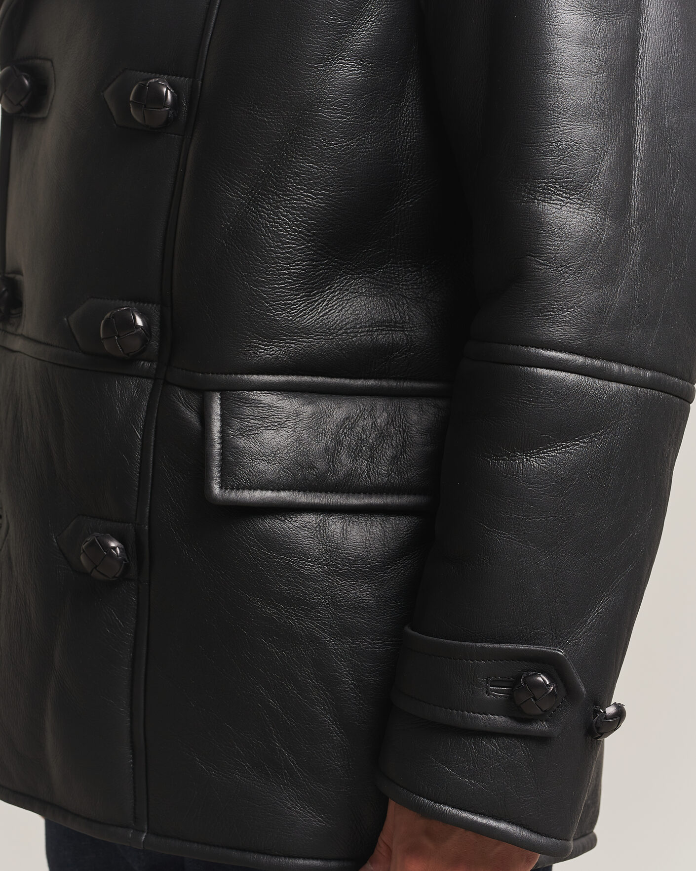 Homme | Manteaux Et Vestes | Gant | Shearling Leather Peacoat Black