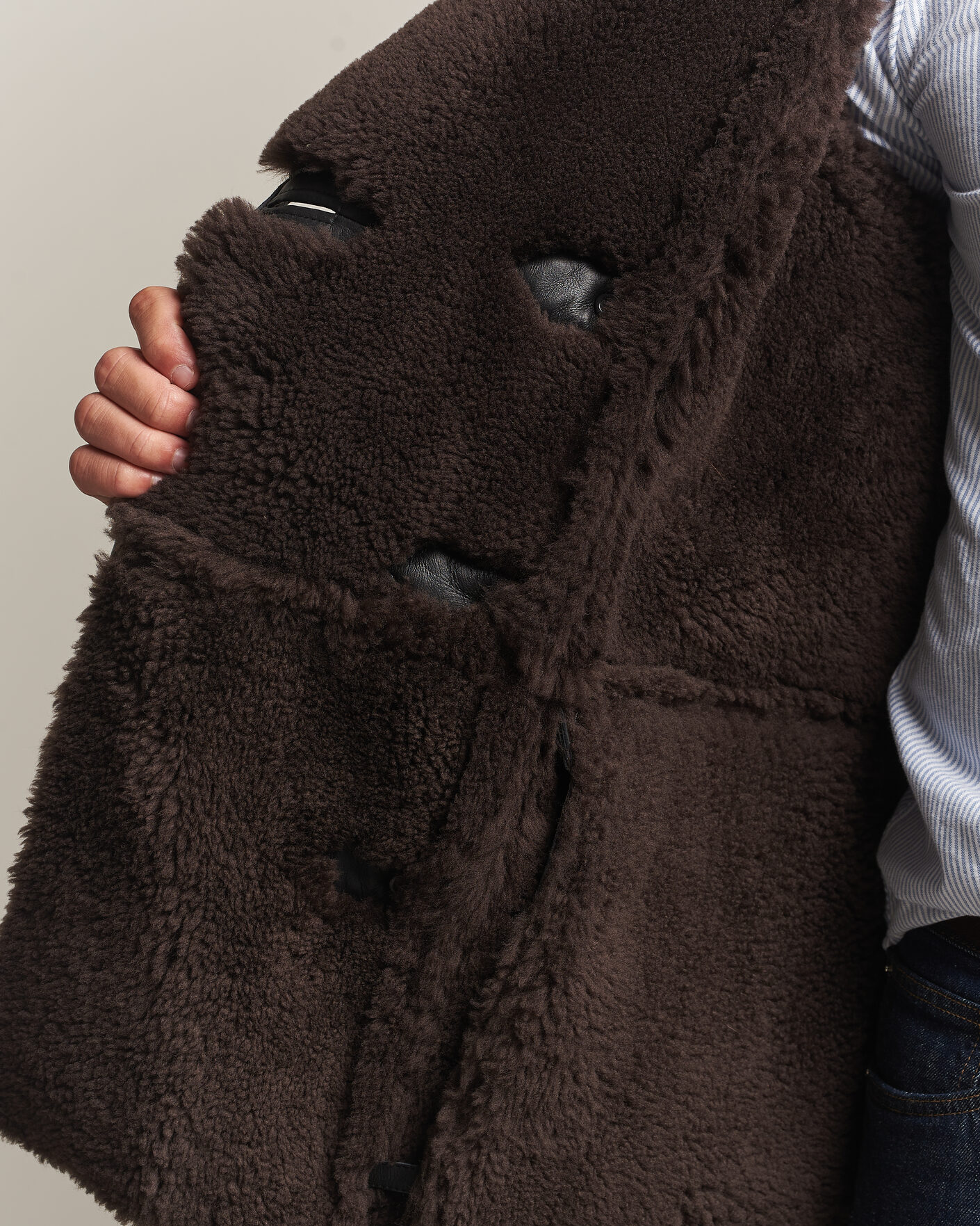 Homme | Manteaux Et Vestes | Gant | Shearling Leather Peacoat Black