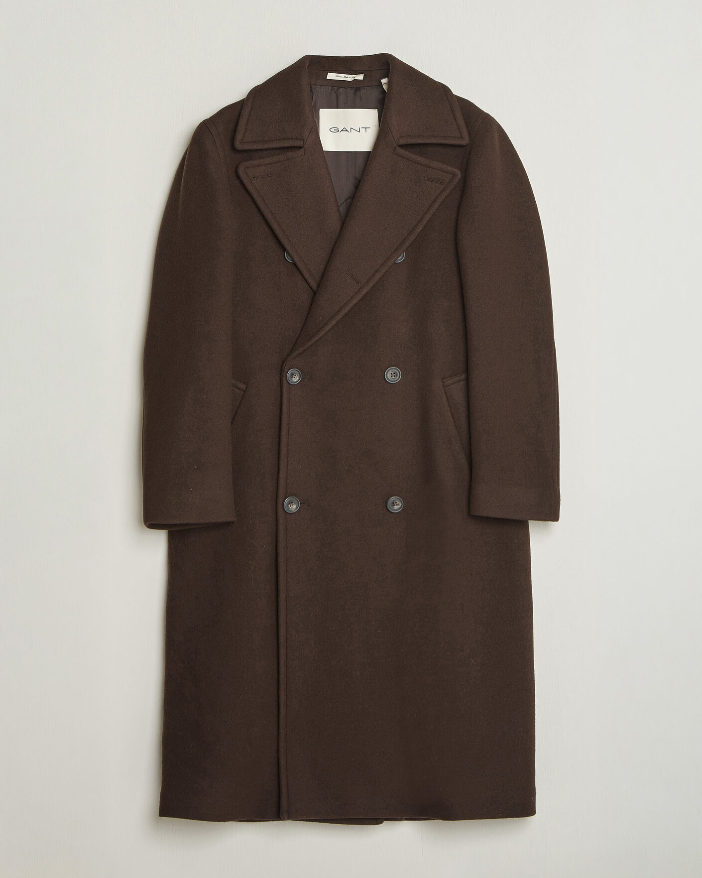 Homme | Manteaux Et Vestes | Gant | Wool Double Breasted Belted Coat Black Brown