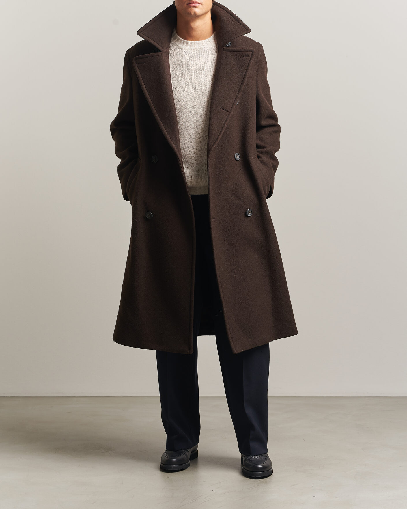 Homme | Manteaux Et Vestes | Gant | Wool Double Breasted Belted Coat Black Brown