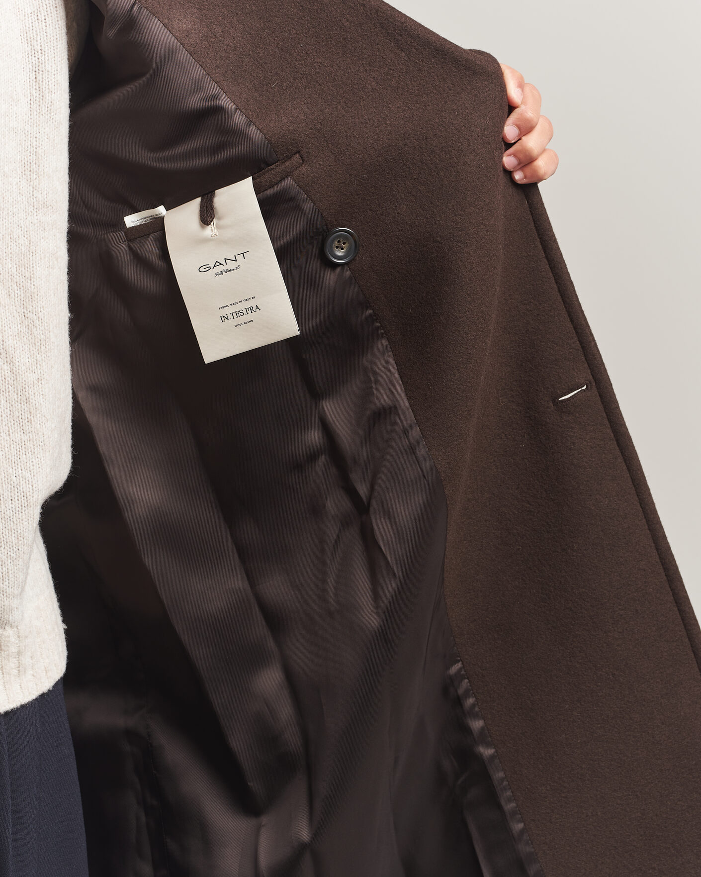 Homme | Manteaux Et Vestes | Gant | Wool Double Breasted Belted Coat Black Brown