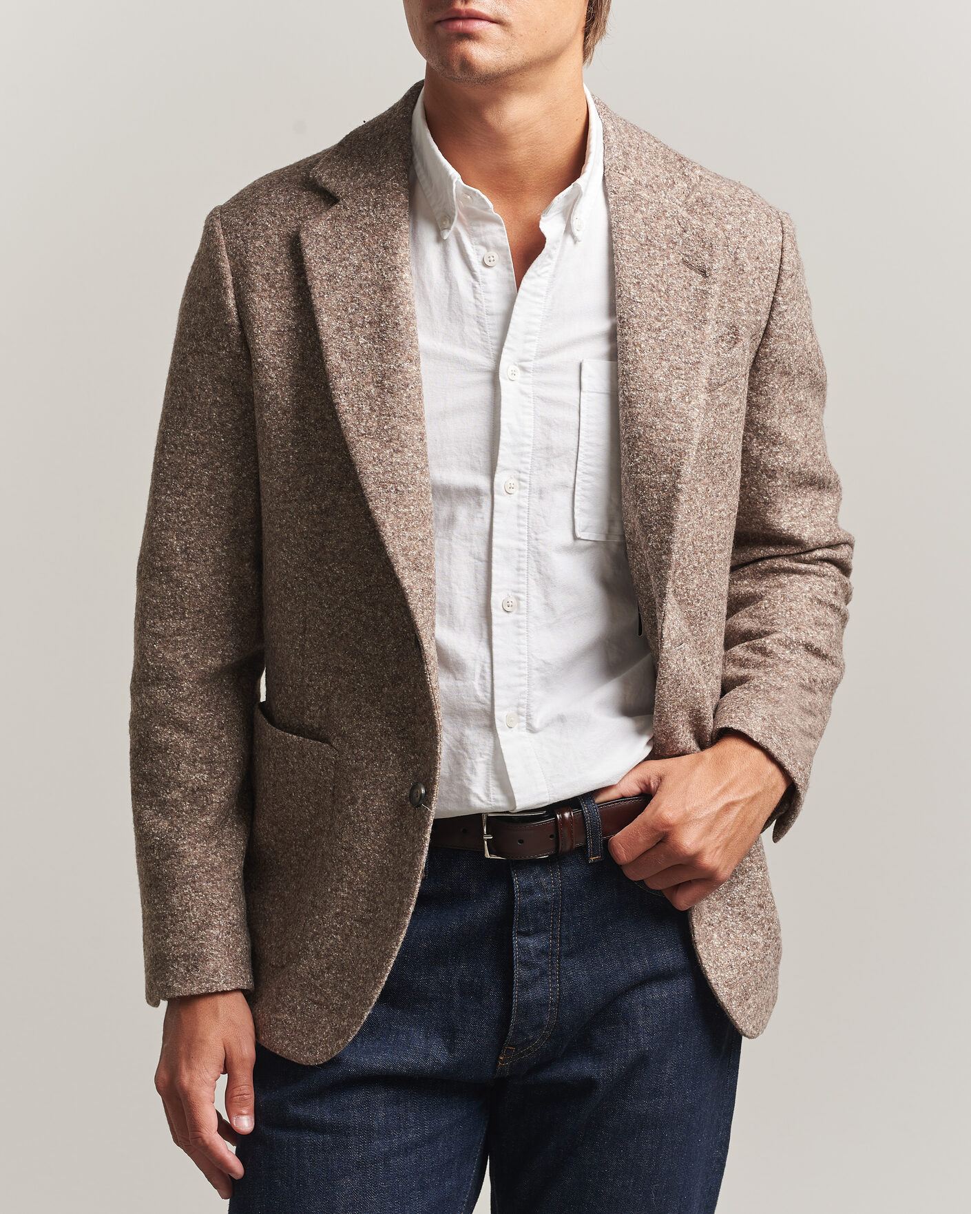 Homme | Blazers | Gant | Wool/Silk Jersey Blazer Clay Beige