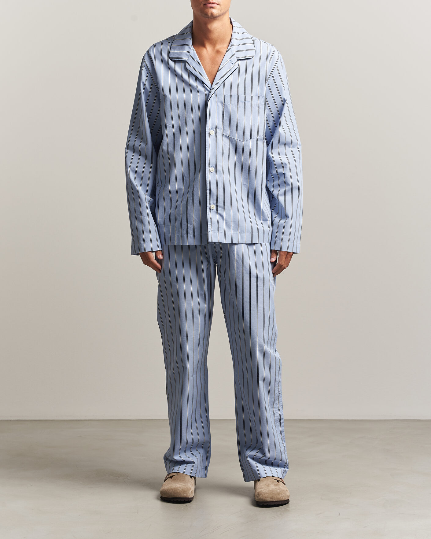 Homme | Peignoirs Et Pyjamas | Gant | Poplin Striped Pyjama Set Light Blue