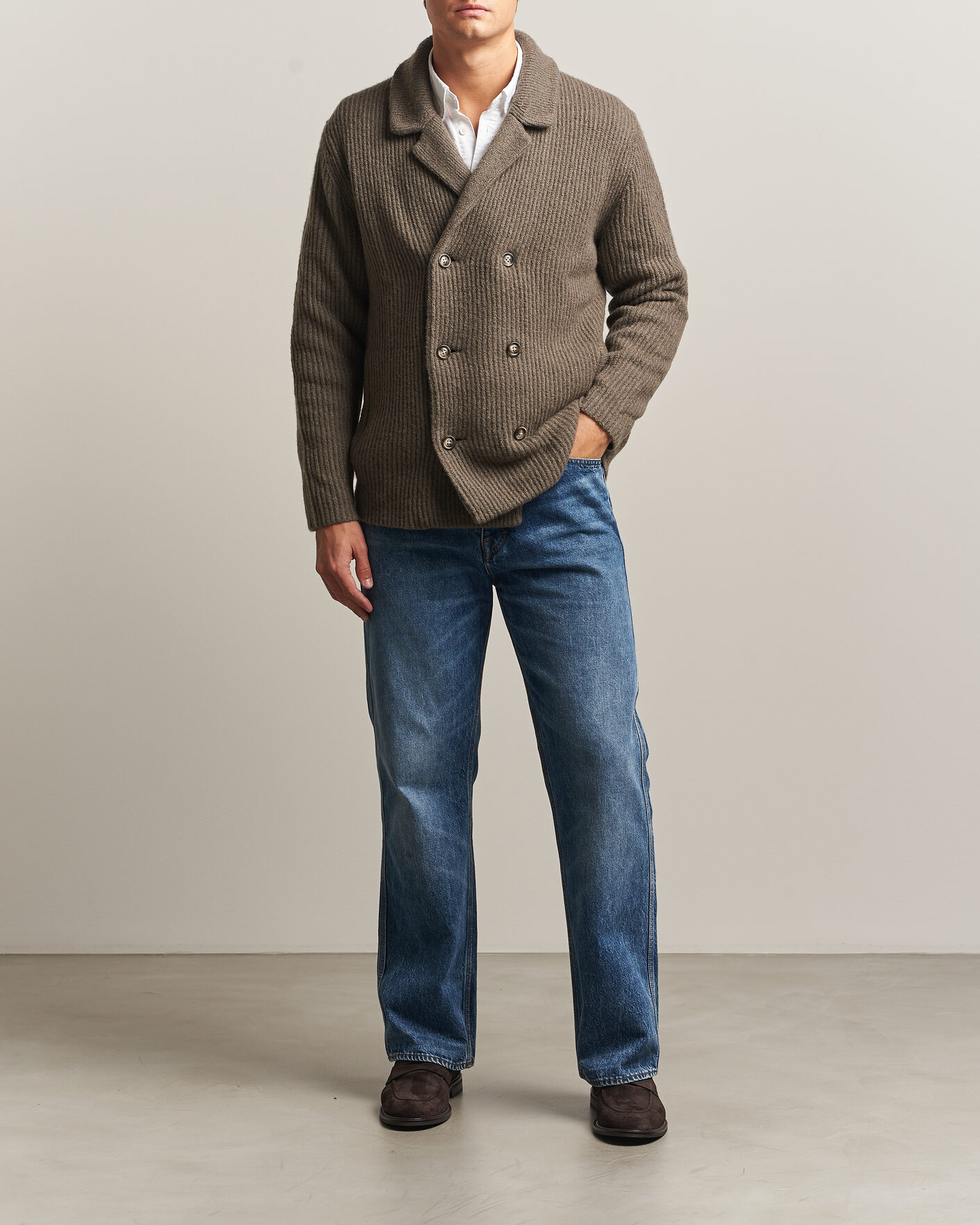 Homme | Pulls Et Tricots | Gant | Wool/Yak Knitted Cardigan Faded Taupe