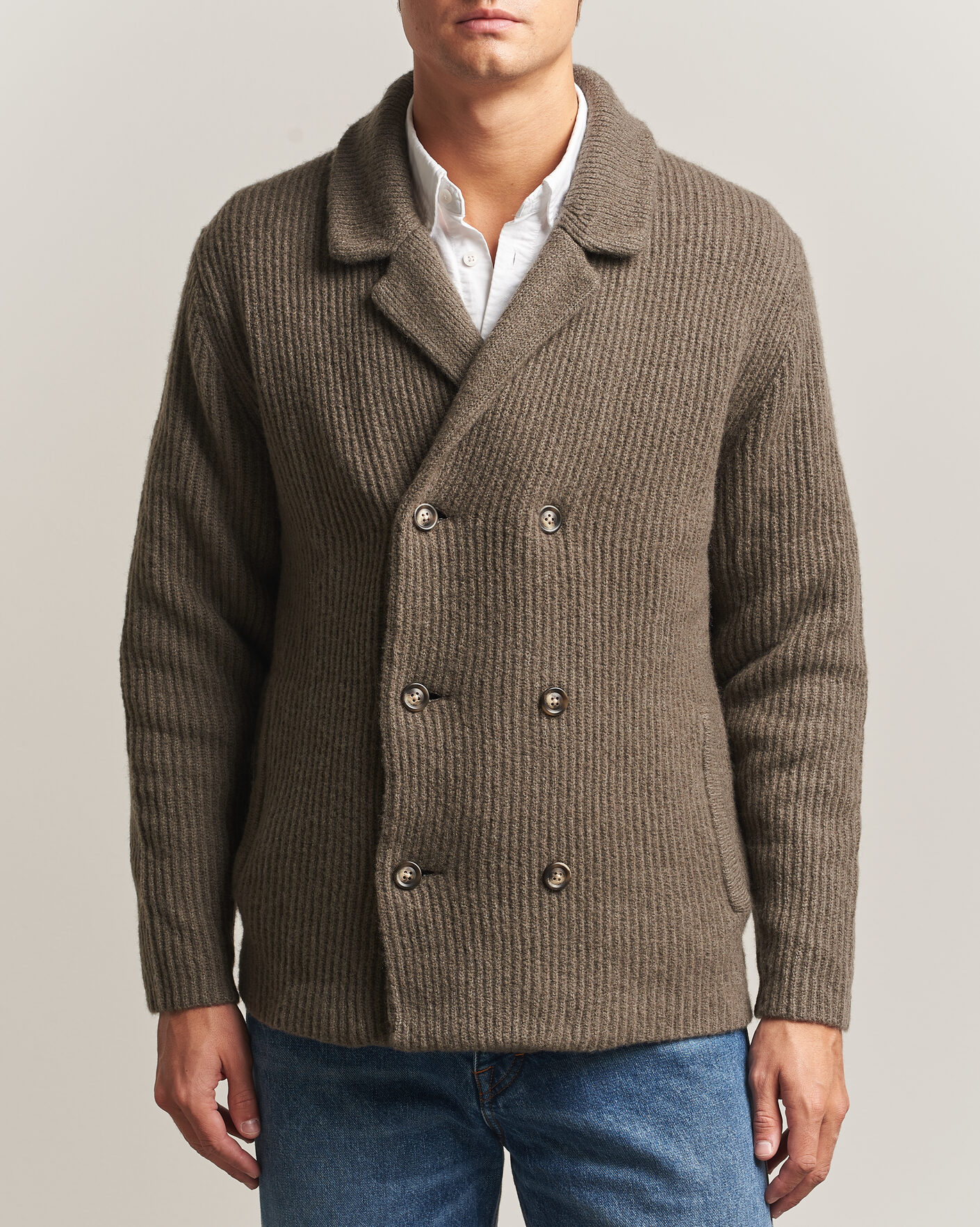 Homme | Pulls Et Tricots | Gant | Wool/Yak Knitted Cardigan Faded Taupe