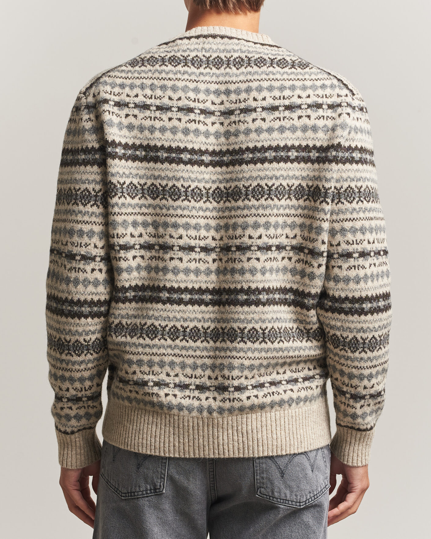 Homme | Pulls Et Tricots | Gant | Brushed Wool Fair Isle Sweater Light Beige Melange