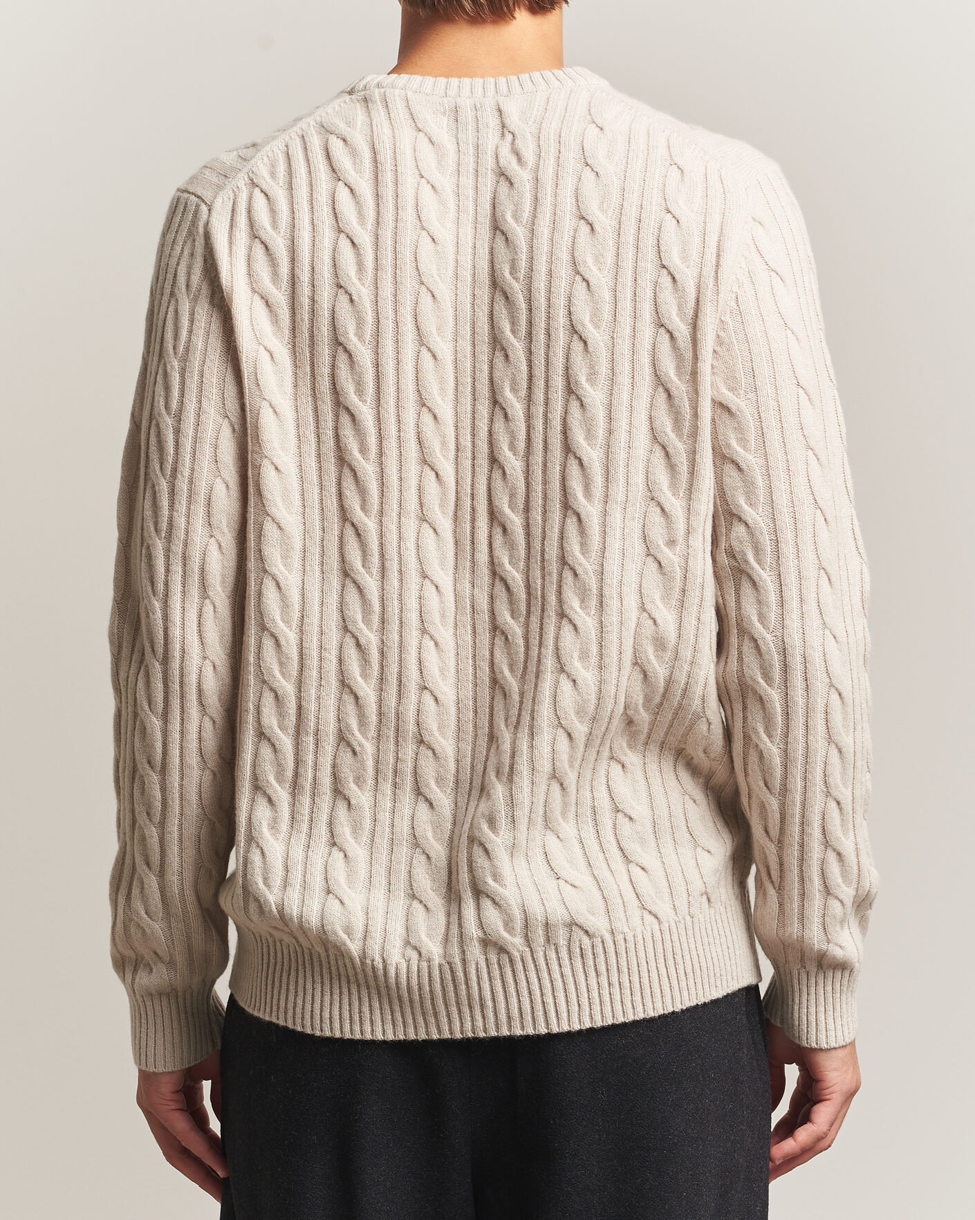 Homme | Pulls Et Tricots | Gant | Lambswool Cable Crew Neck Clay Beige