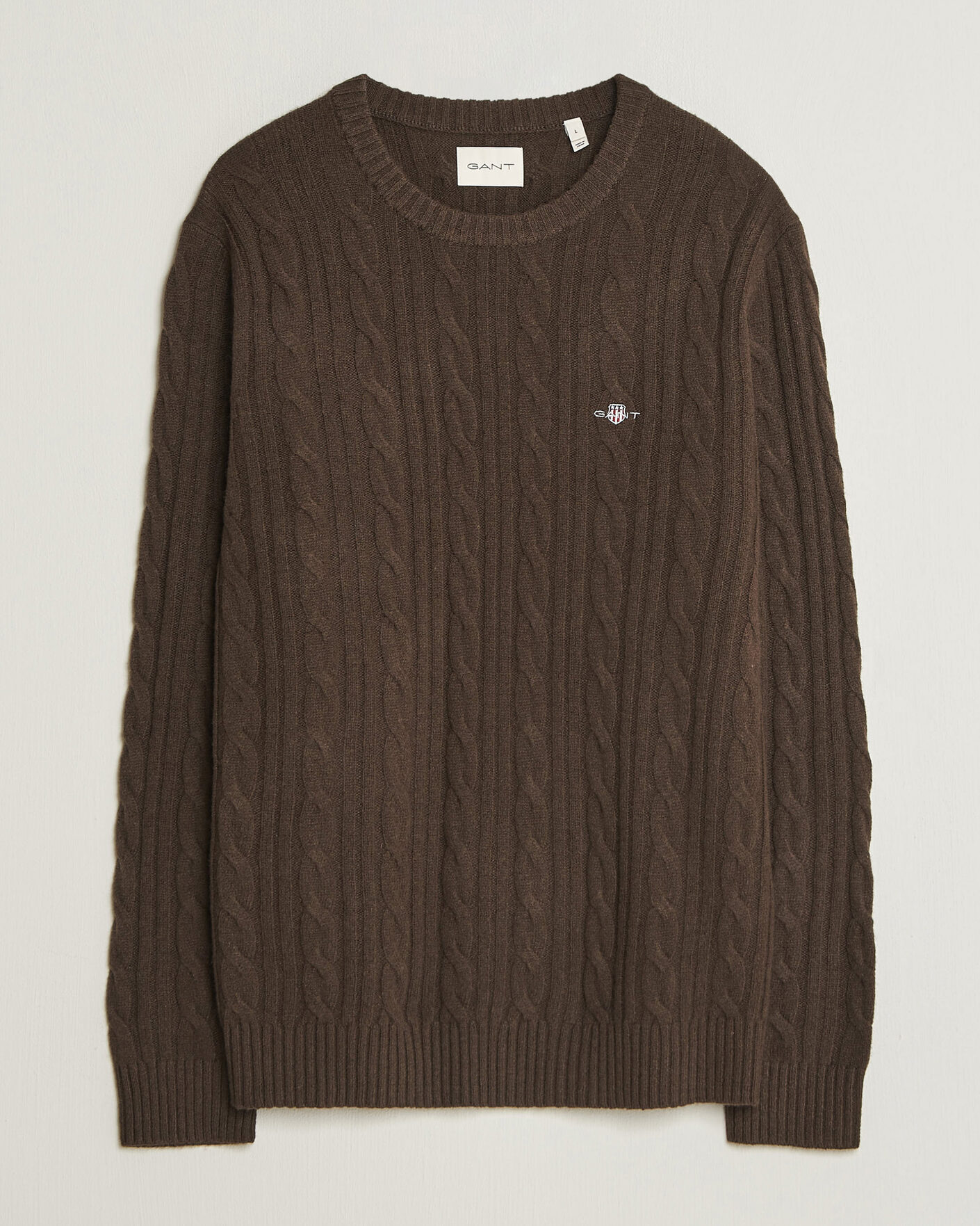 Homme | Pulls Et Tricots | Gant | Lambswool Cable Crew Neck Black Brown