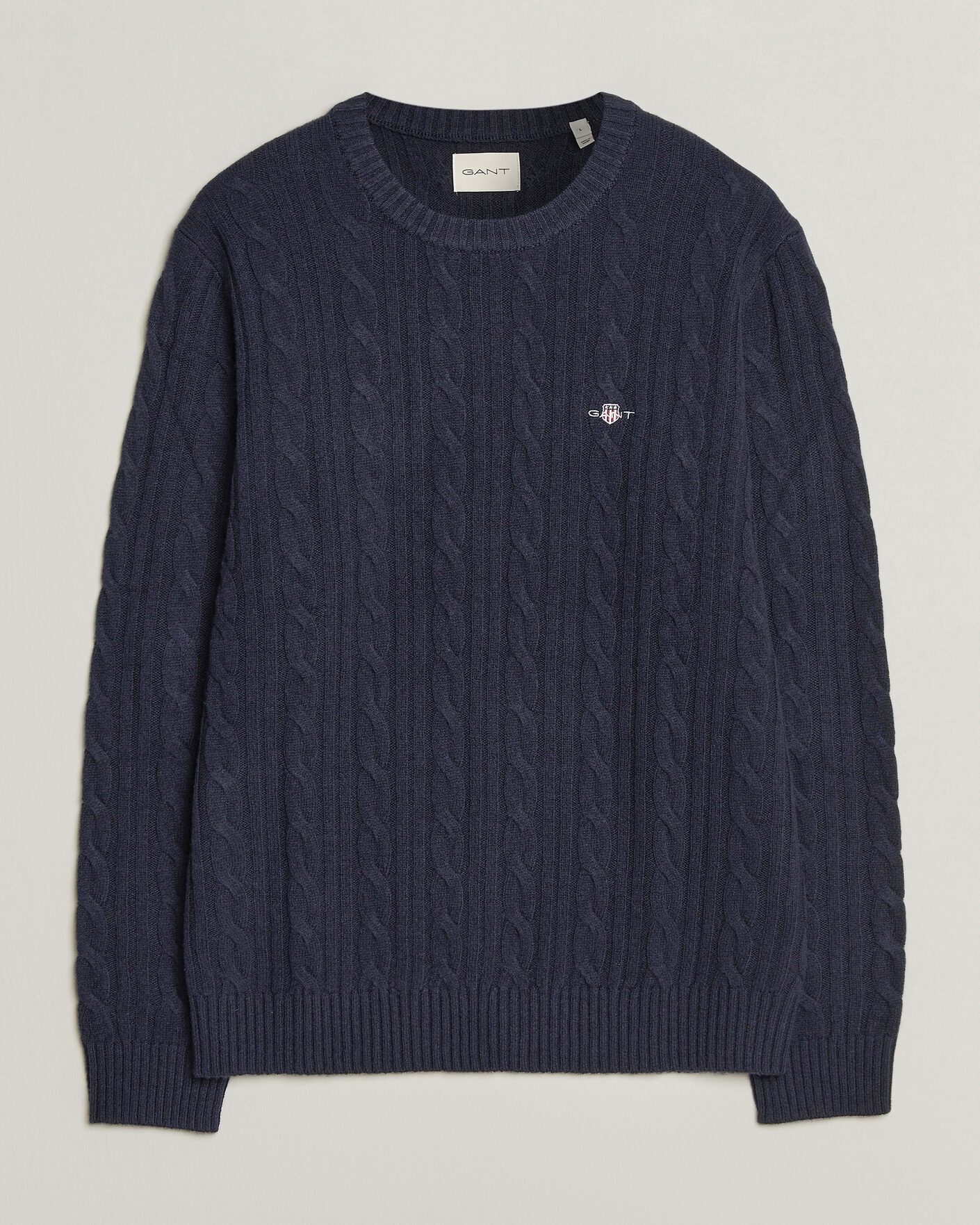 Homme | Pulls Et Tricots | Gant | Lambswool Cable Crew Neck Evening Blue