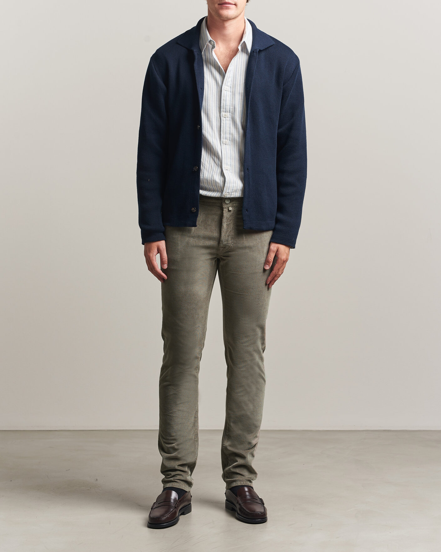 Homme | Pantalons | Jacob Cohën | Bard 5-Pocket Medium Corduroy Trousers Taupe