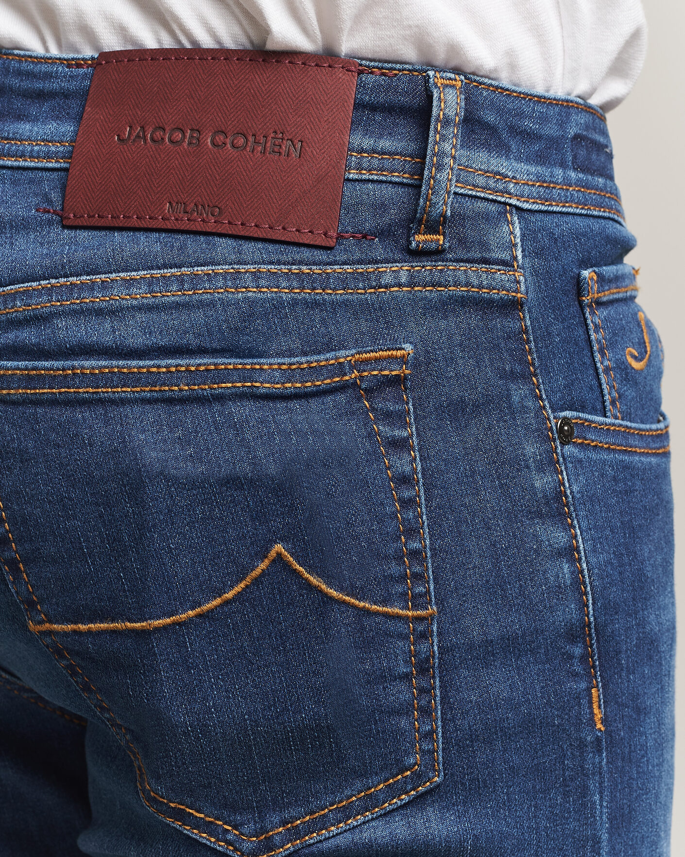 Homme | Jeans | Jacob Cohën | Bard Slim Fit Vintage Wash Stretch Jeans Mid Blue