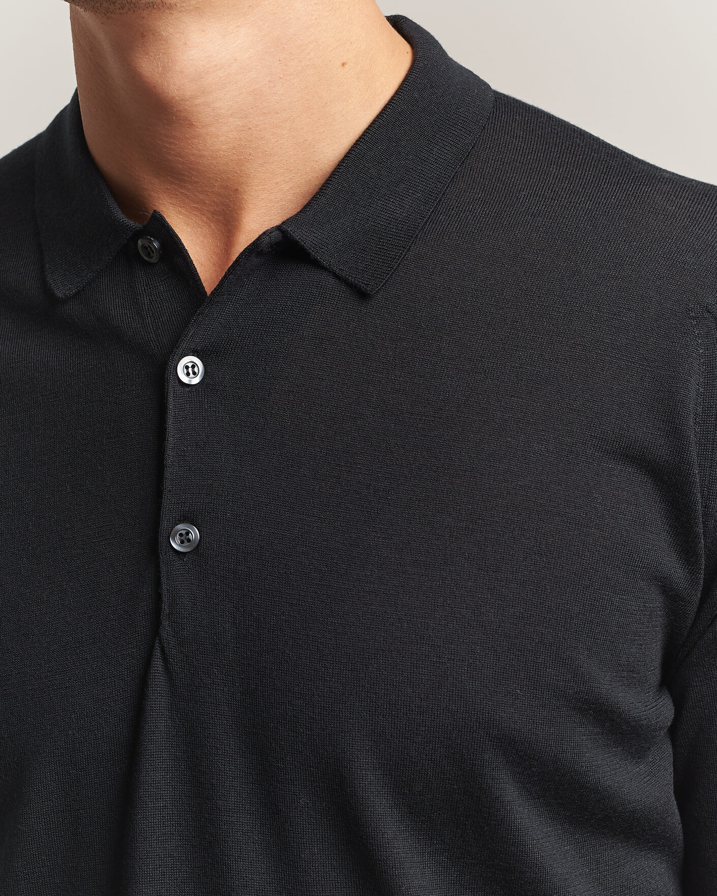 Homme | Pulls Et Tricots | John Smedley | Belper Extra Fine Merino Polo Pullover Black