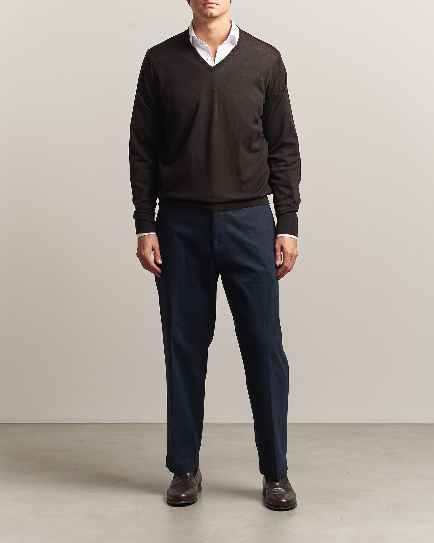 Homme | Pulls Et Tricots | John Smedley | Bobby Extra Fine Merino V-Neck Pullover Faulkner Brown