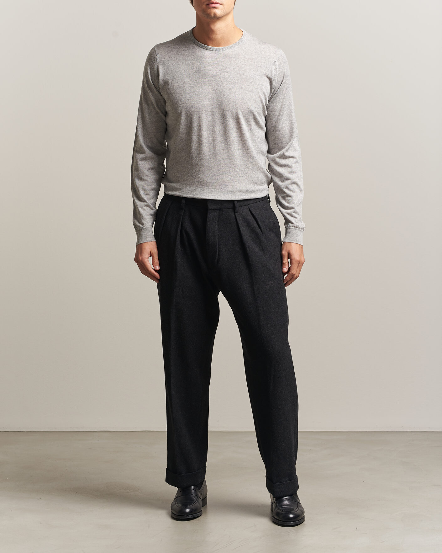 Homme | Pulls Et Tricots | John Smedley | Lundy Extra Fine Merino Crew Neck Nimbus Grey