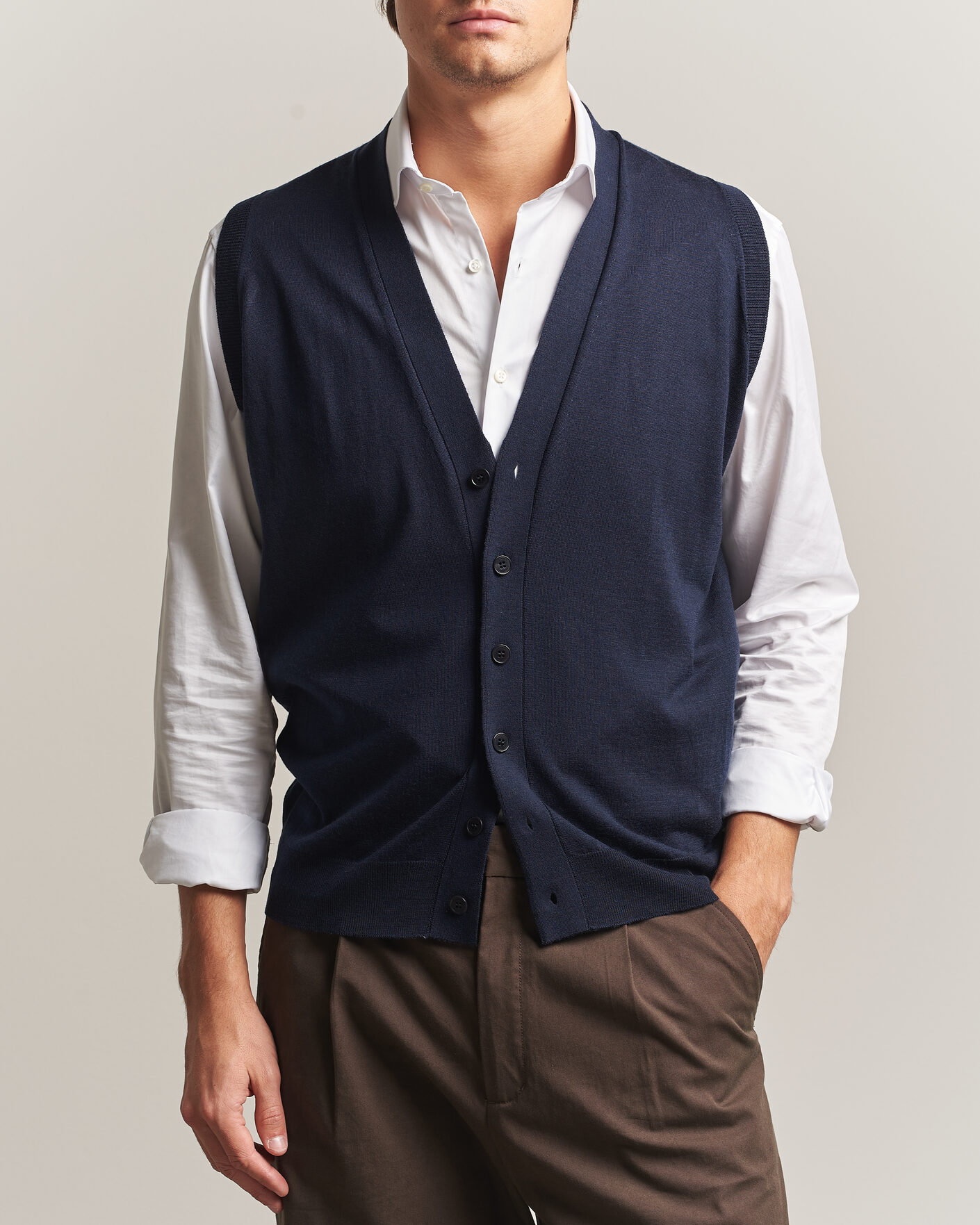 Homme | Pulls Et Tricots | John Smedley | Bolton Extra Fine Merino Waistcoat Midnight
