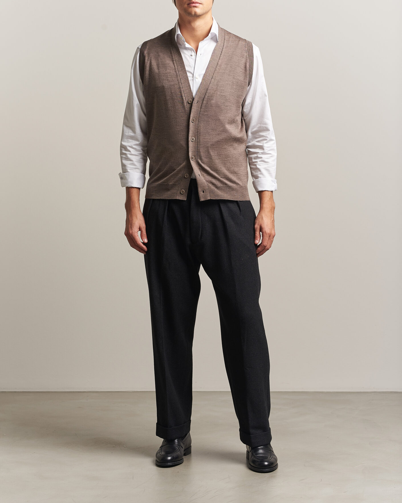 Homme | Pulls Et Tricots | John Smedley | Bolton Extra Fine Merino Waistcoat Mushroom Brown