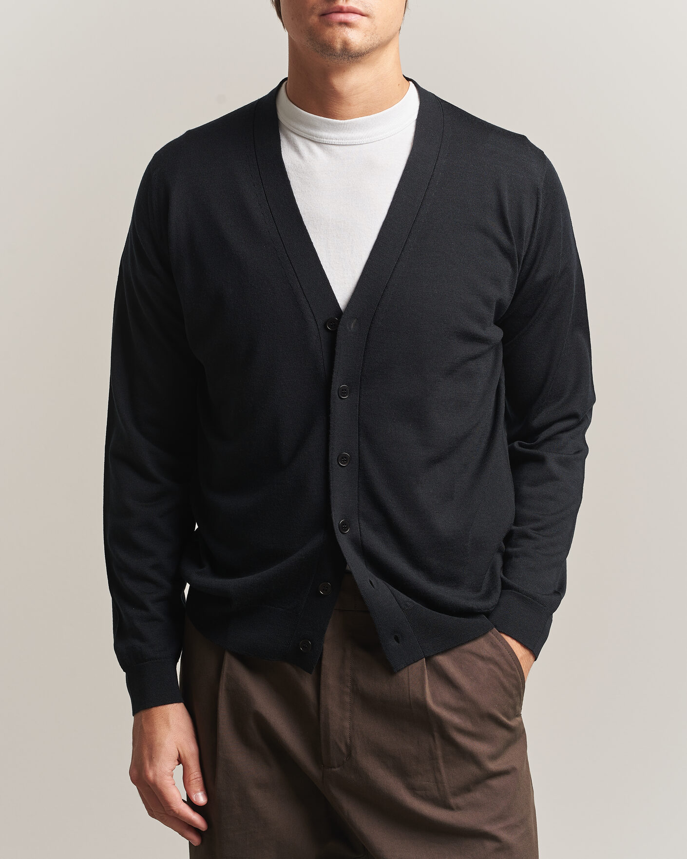 Homme | Pulls Et Tricots | John Smedley | Bradrick Extra Fine Merino Cardigan Black