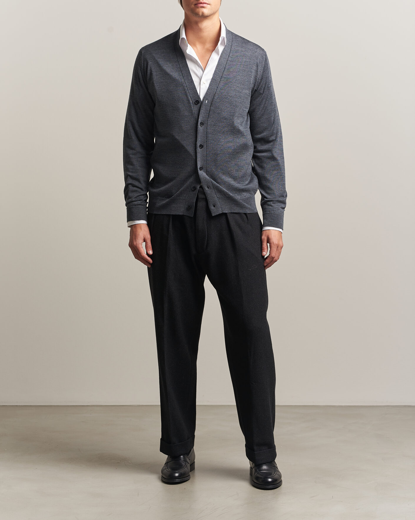Homme | Pulls Et Tricots | John Smedley | Bradrick Extra Fine Merino Cardigan Charcoal