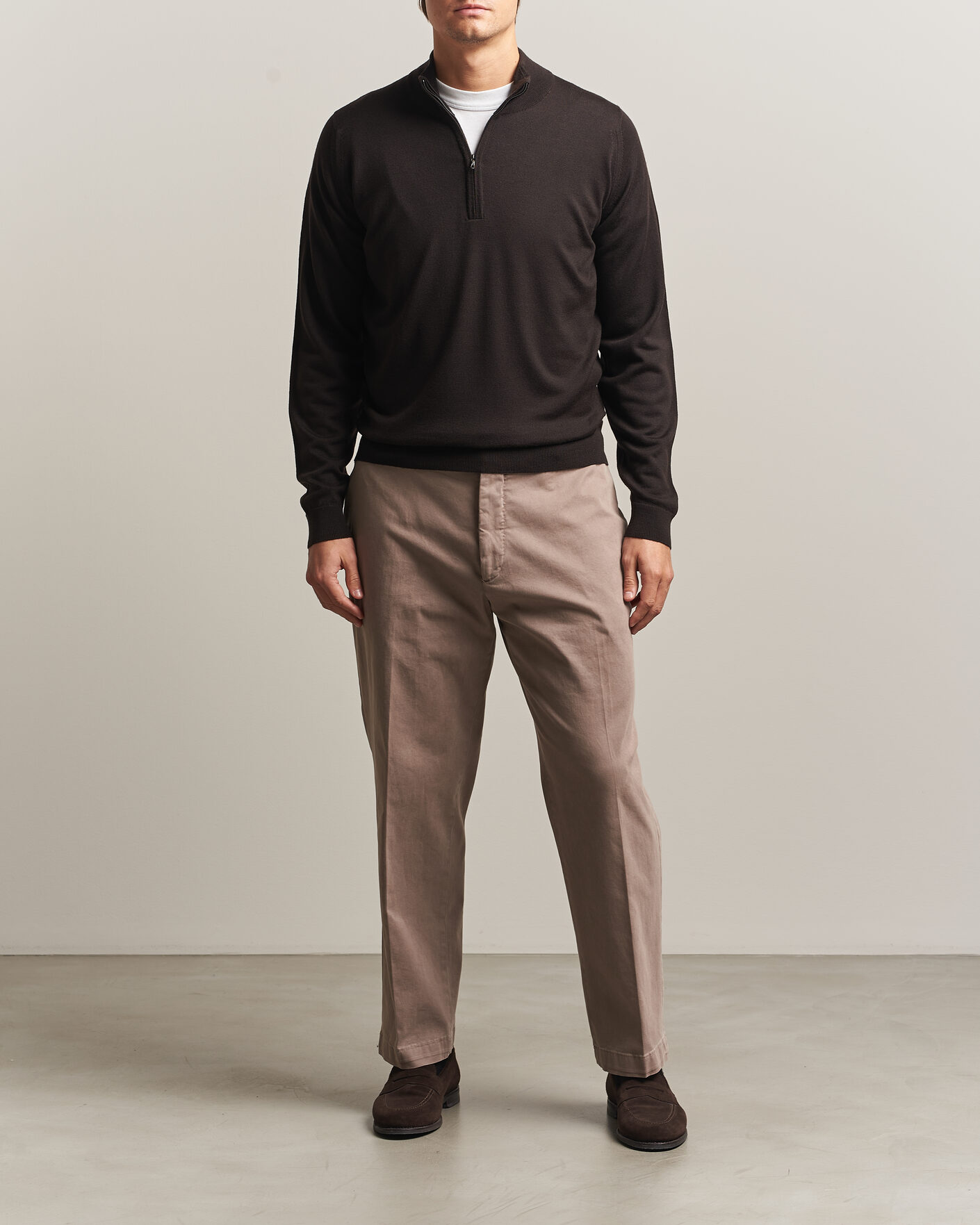 Homme | Pulls Et Tricots | John Smedley | Tapton Extra Fine Merino Half Zip Faulkner Brown