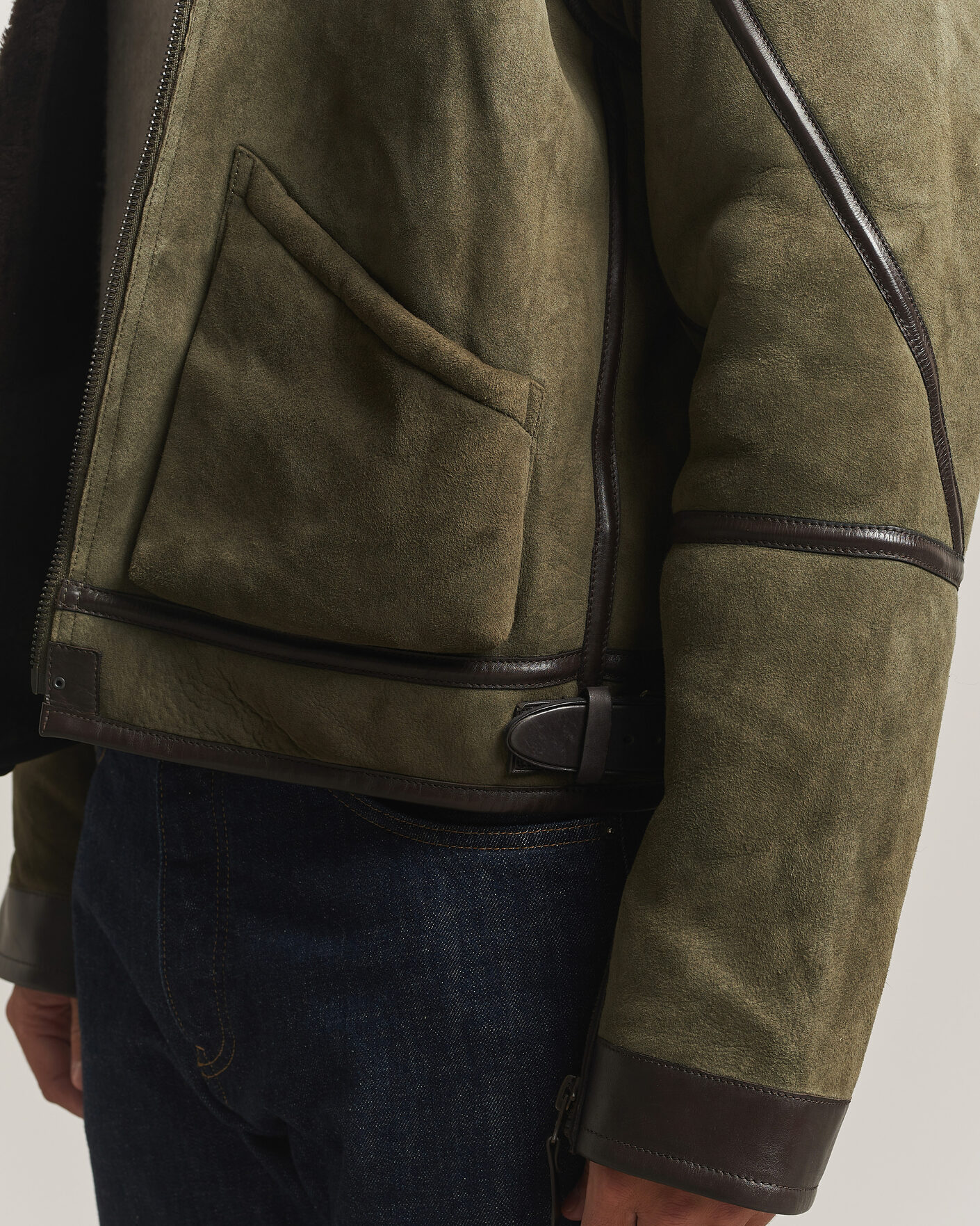 Homme | Manteaux Et Vestes | Polo Ralph Lauren | Suede Leather Flight Jacket Myrtle Green