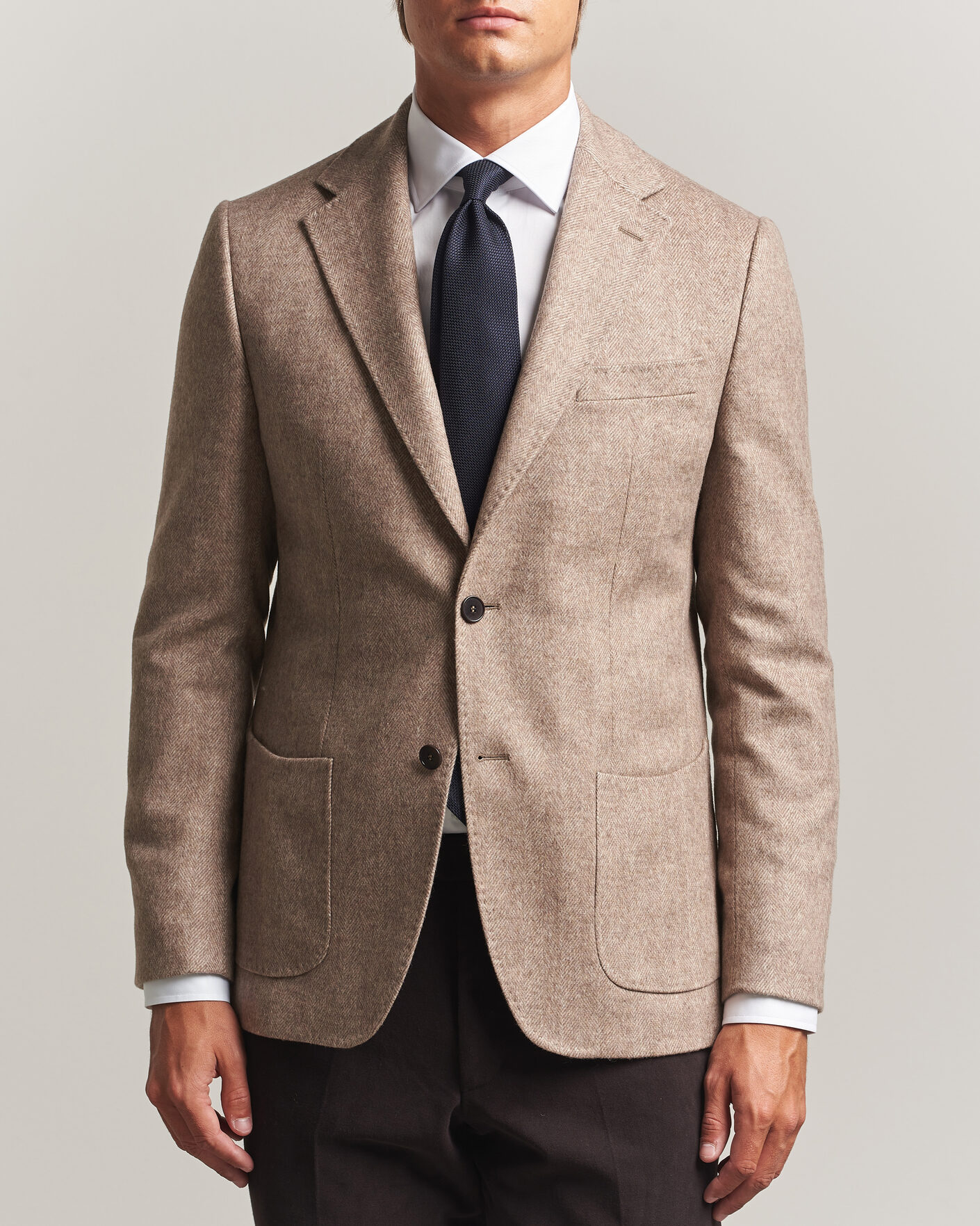 Homme | Blazers | Morris | Soft Herringbone Blazer Khaki