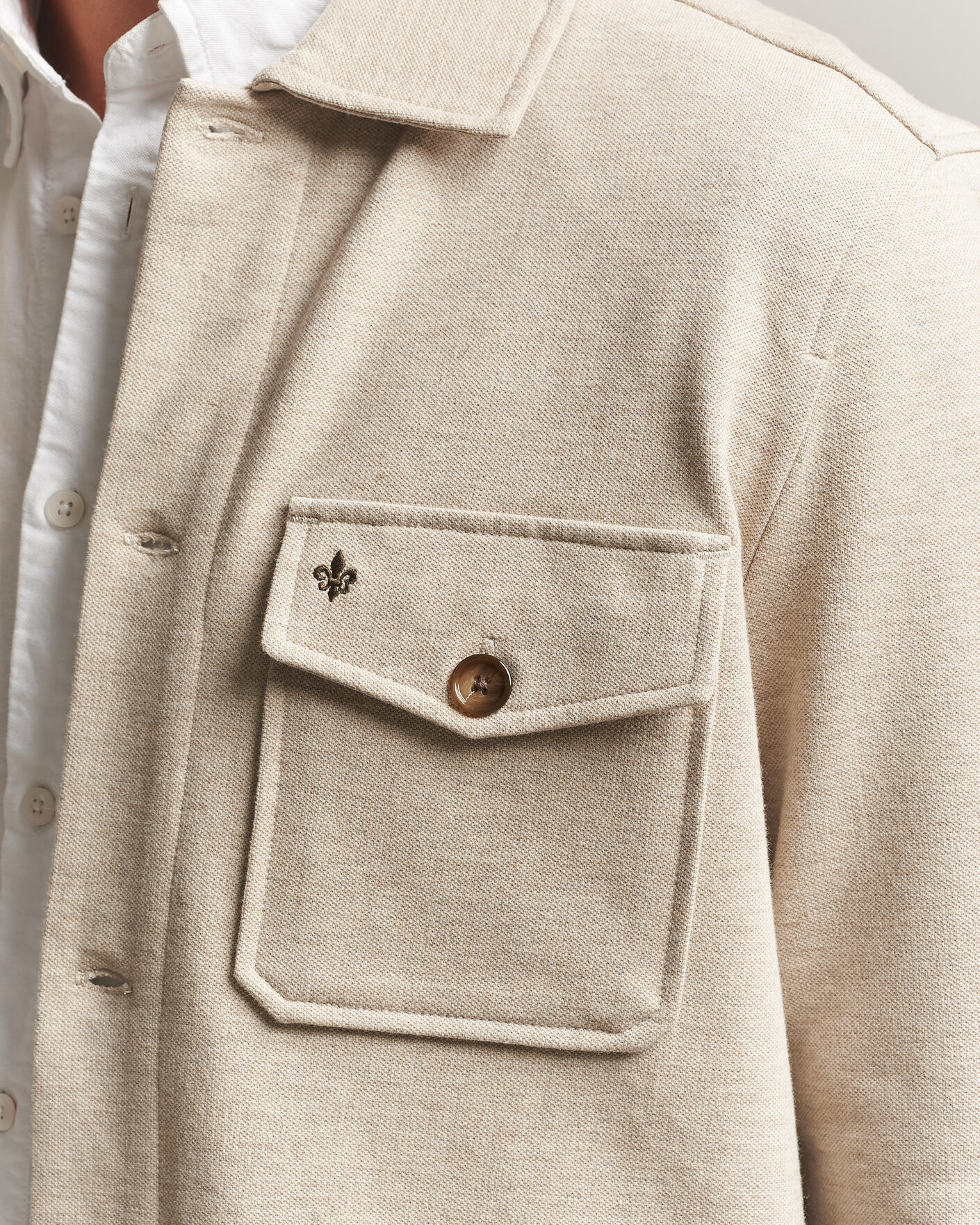 Homme | Chemises | Morris | Andrew Jersey Overshirt Khaki